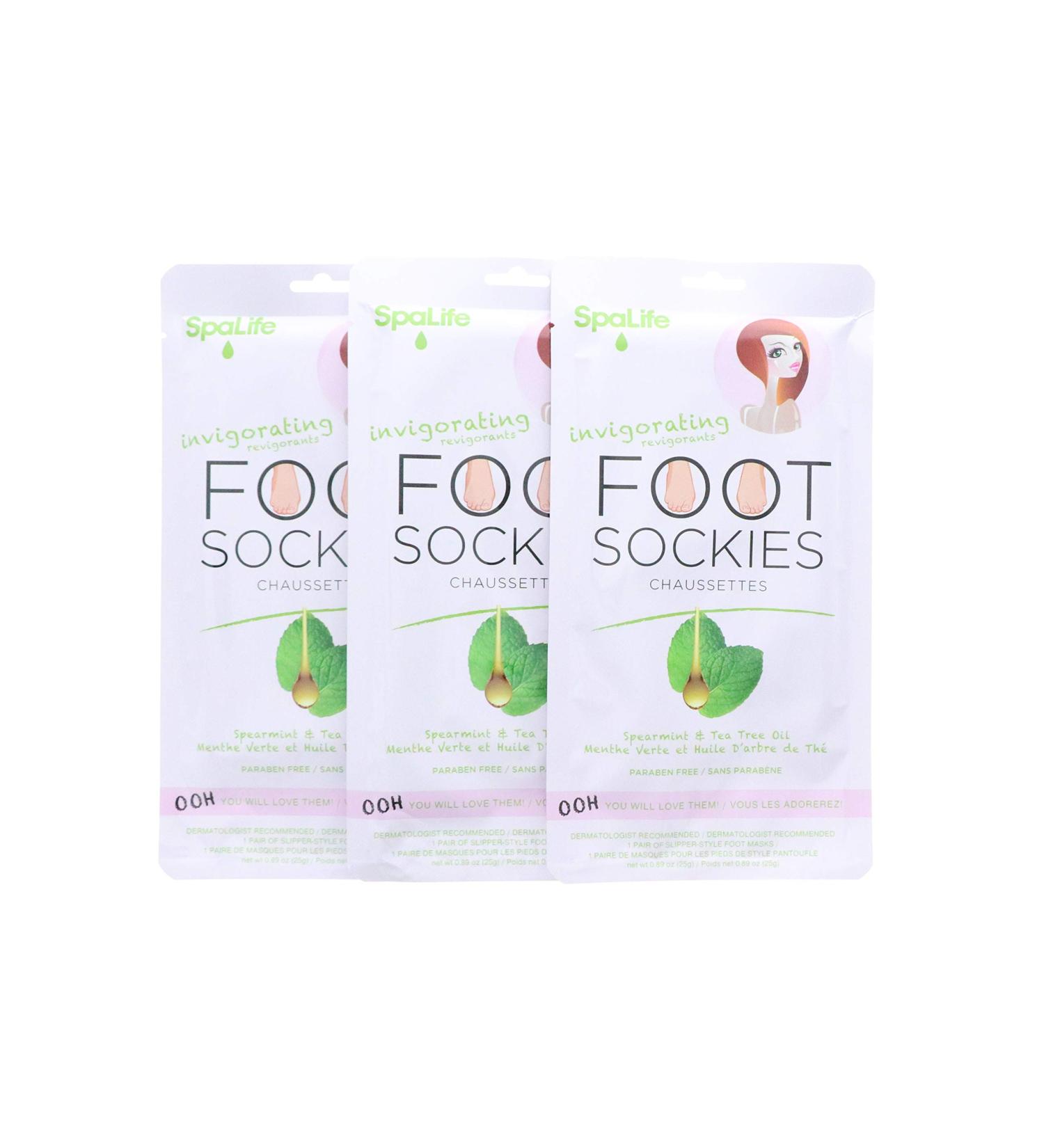 SpaLife Spearmint & Tea Tree Oil Foot Sockies - 3 Ct - Buy Online on GoSupps.com