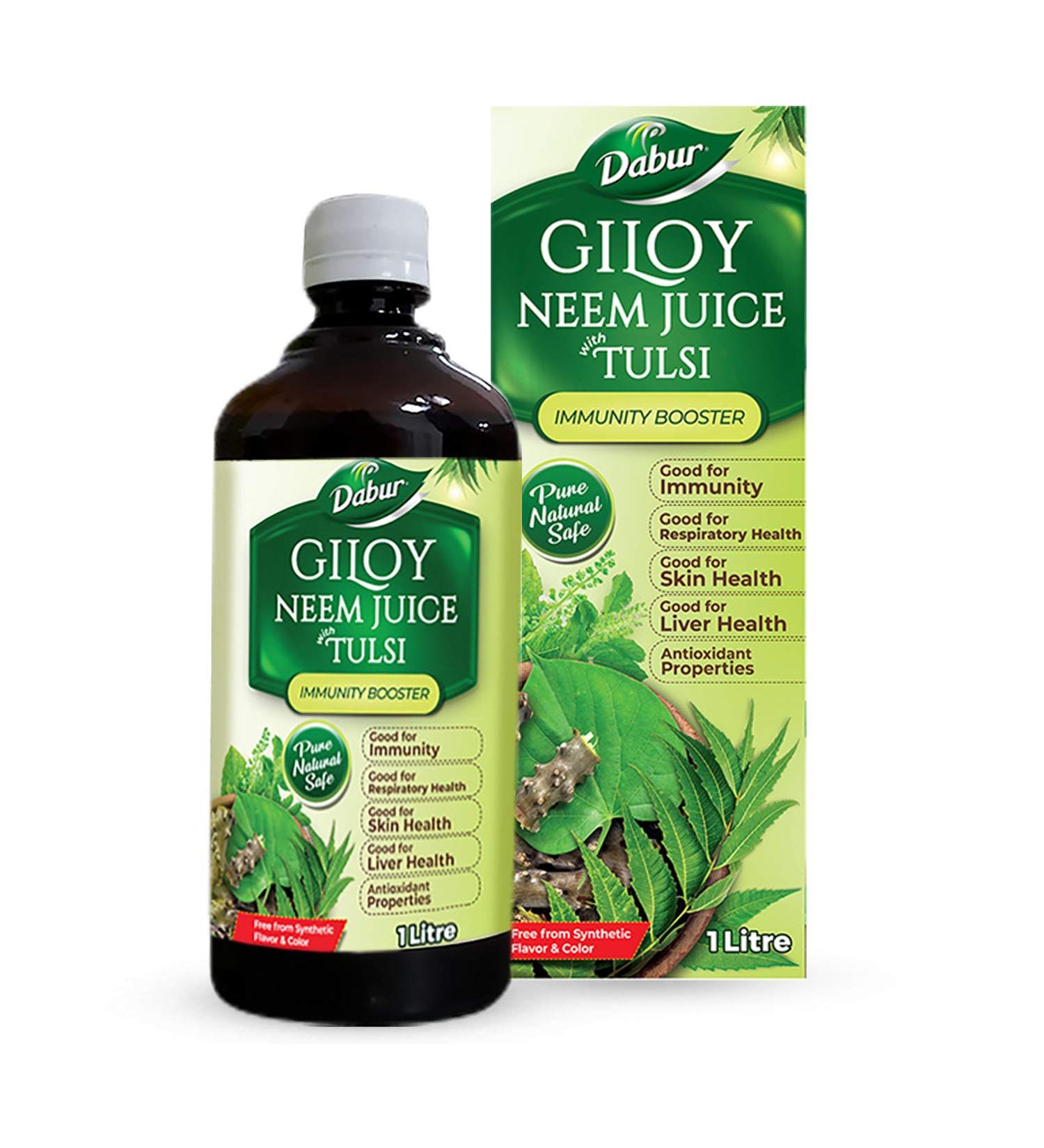 Dabur Giloy Neem Juice with Tulsi - 1 Litre/33.18 fl.oz - Buy Online on GoSupps.com