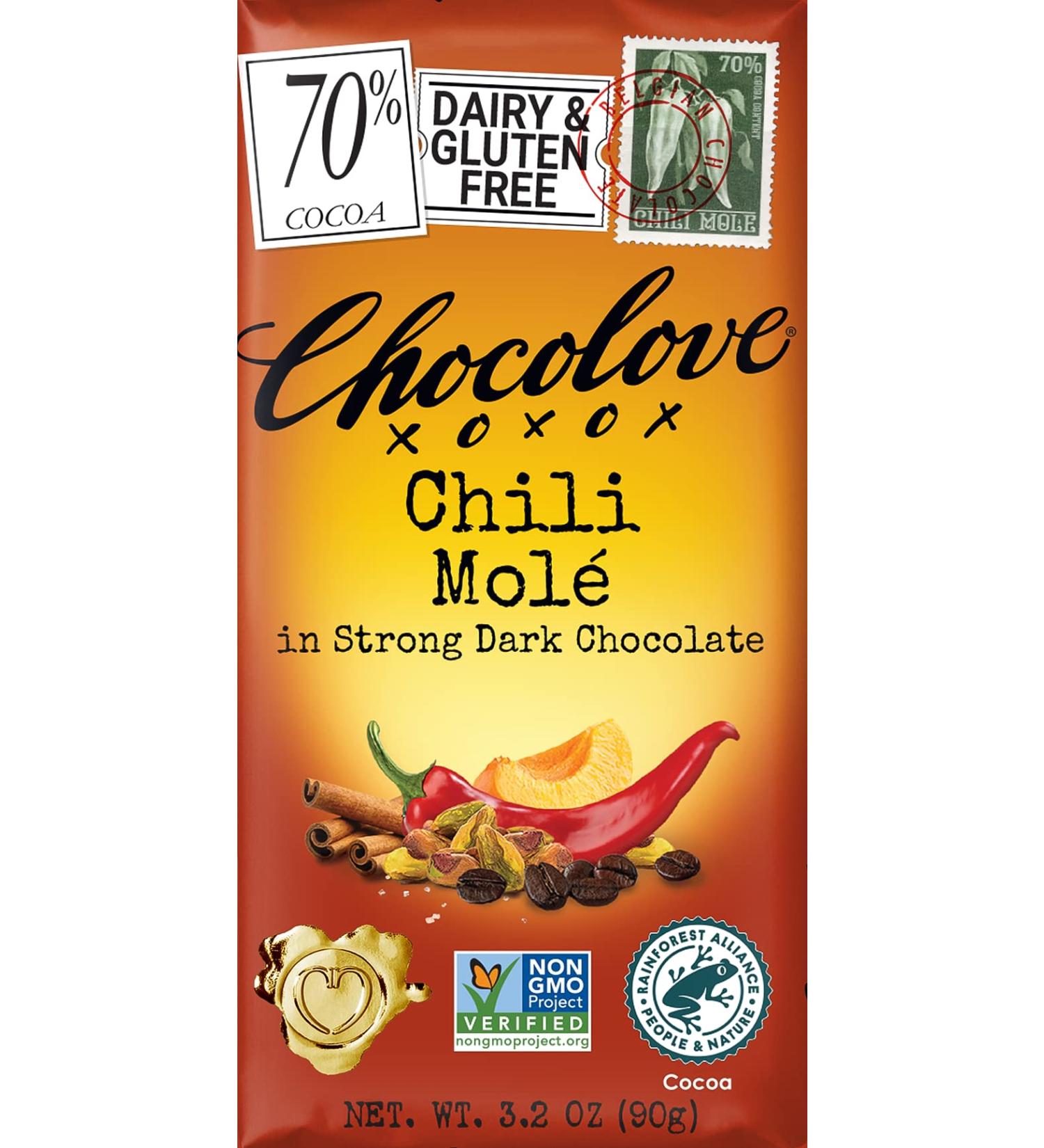 Chocolove Chili Mole Dark Chocolate 70% Cocoa | 3.2 oz (90 g) - Gourmet Spicy Treat - Buy Online on GoSupps.com