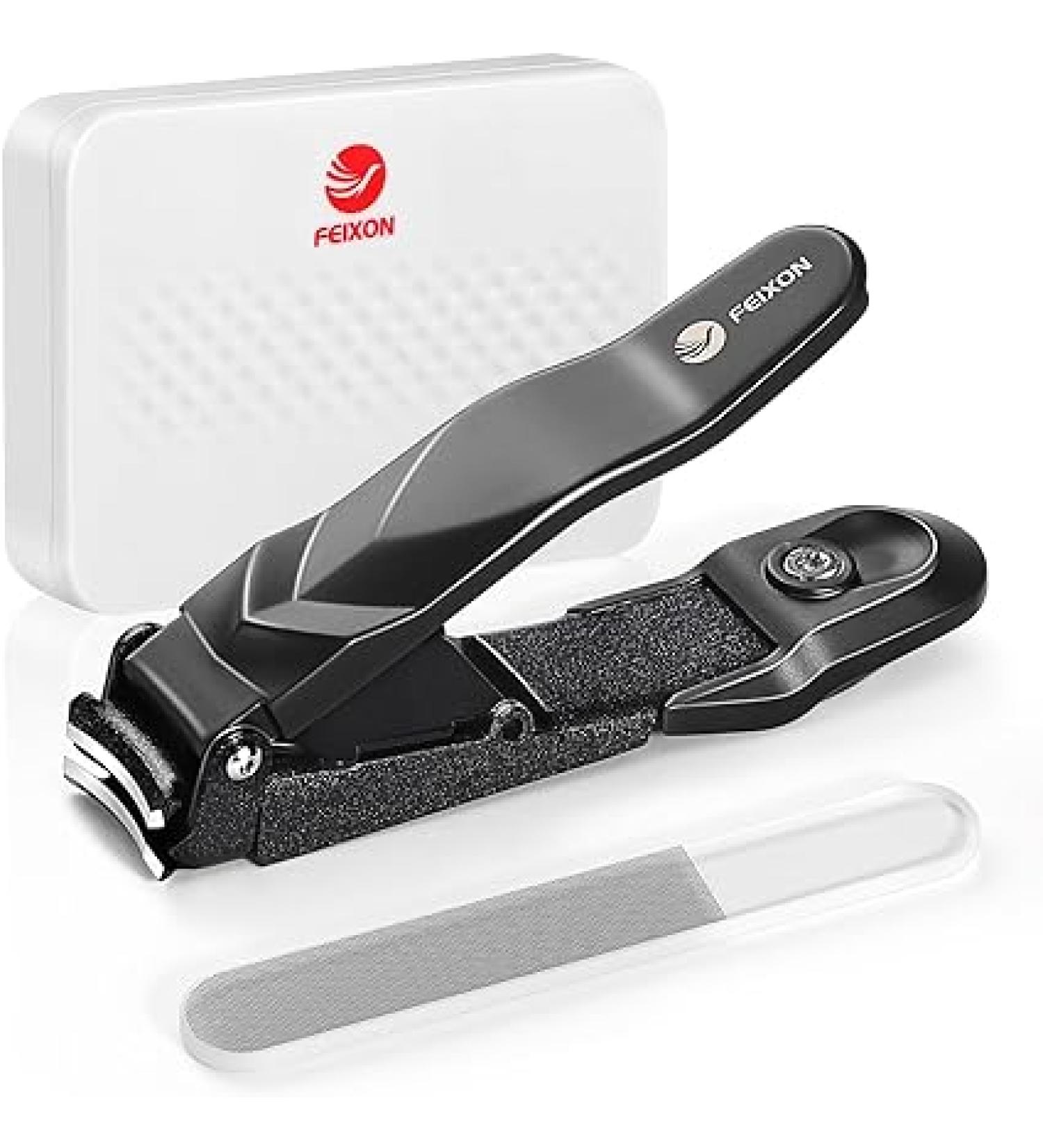 ROOOG Nail Clippers with Catcher - Ultra Sharp Unisex Fingernail & Toenail Cutter Set - Black - Buy Online on GoSupps.com