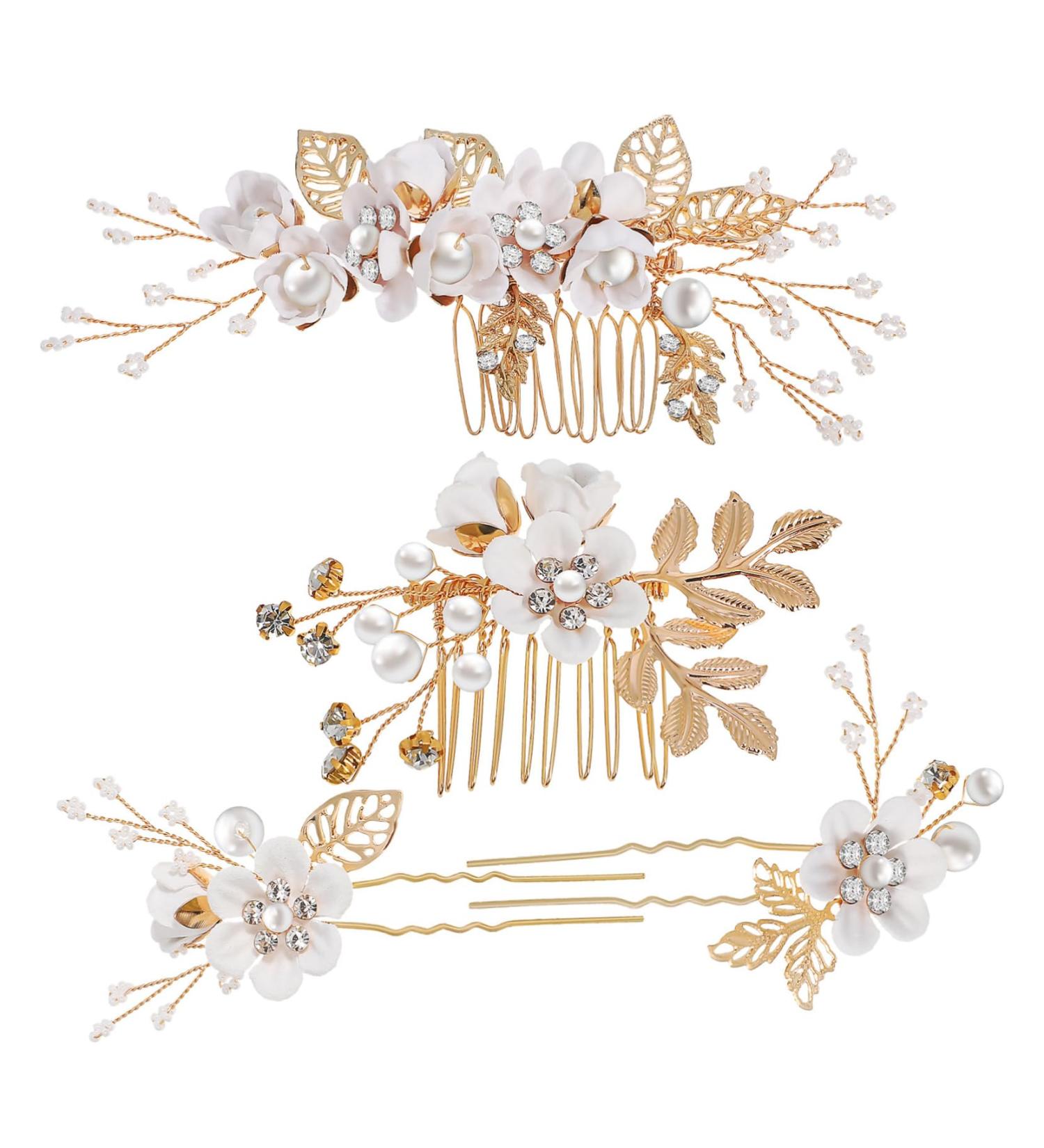 FOMIYES 1 Set Comb Set Rhinestones Wedding Hair Clip Bridesmaids Hair Jewelry Bride Headdress Pearl Hair Barrette Rhinestone Hair Accessories Wedding Hair Pin Hair Side Combs Alloy White - Buy Online on GoSupps.com
