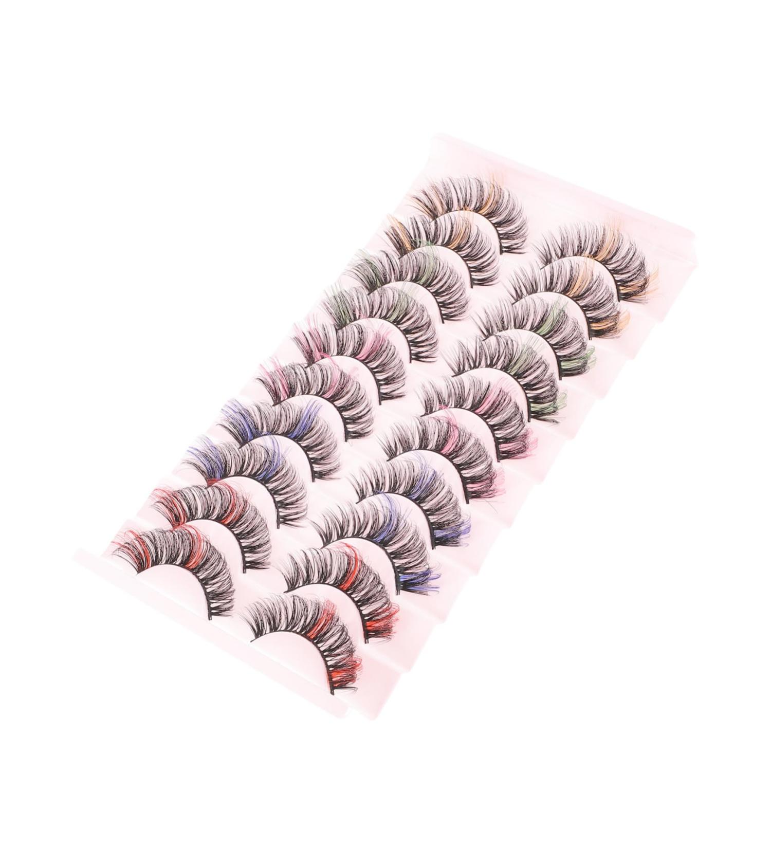 minkissy 10 Pairs Dd Volume False Eyelashes Strip Lashes Women Fake Natural Eyelashes 25 Mm Lashes Colored Eyelashes Cosmetic Eyelashes Colored Lashes Makeup Eyelashes Girl Supplies Fluffy - Buy Online on GoSupps.com