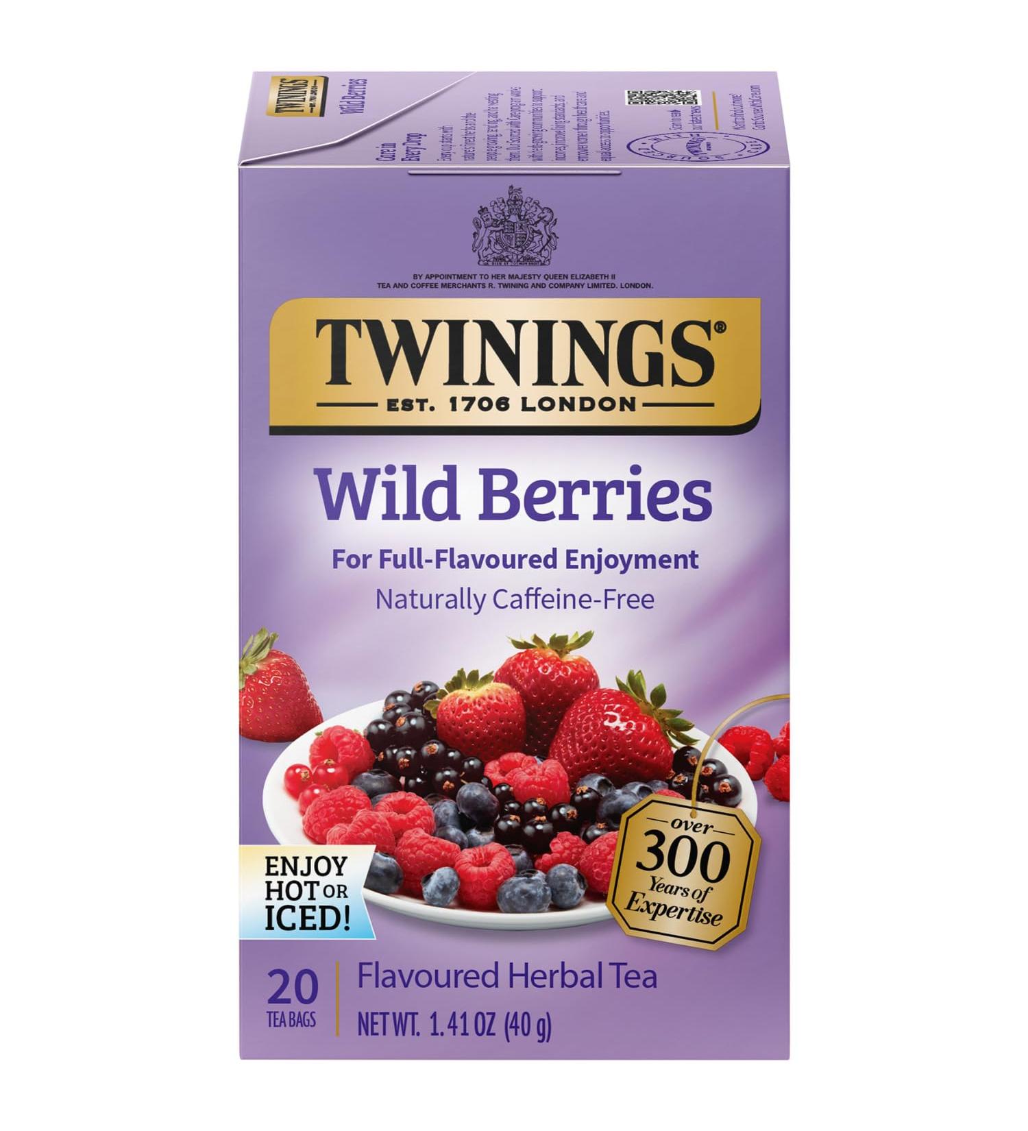 Buy Twinings Herbal Tea Wild Berries - Caffeine Free, 20 Tea Bags (1.41 oz) - Refreshing & Fruity - Buy Online on GoSupps.com