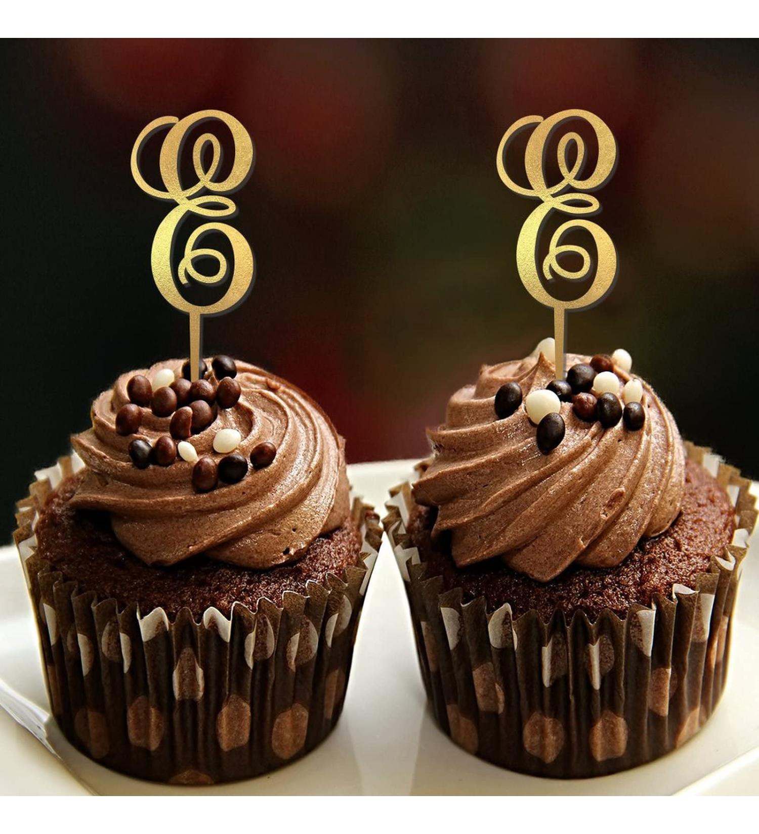 Initial E Cupcake Toppers Wedding Letter Monogram Name For Wedding Bridal Shower Party Favors Elegant Reusable Branches Leaf Customize Your Own Cupcake Toppers Wedding Gifts 6PCS Style-6 - Buy Online on GoSupps.com