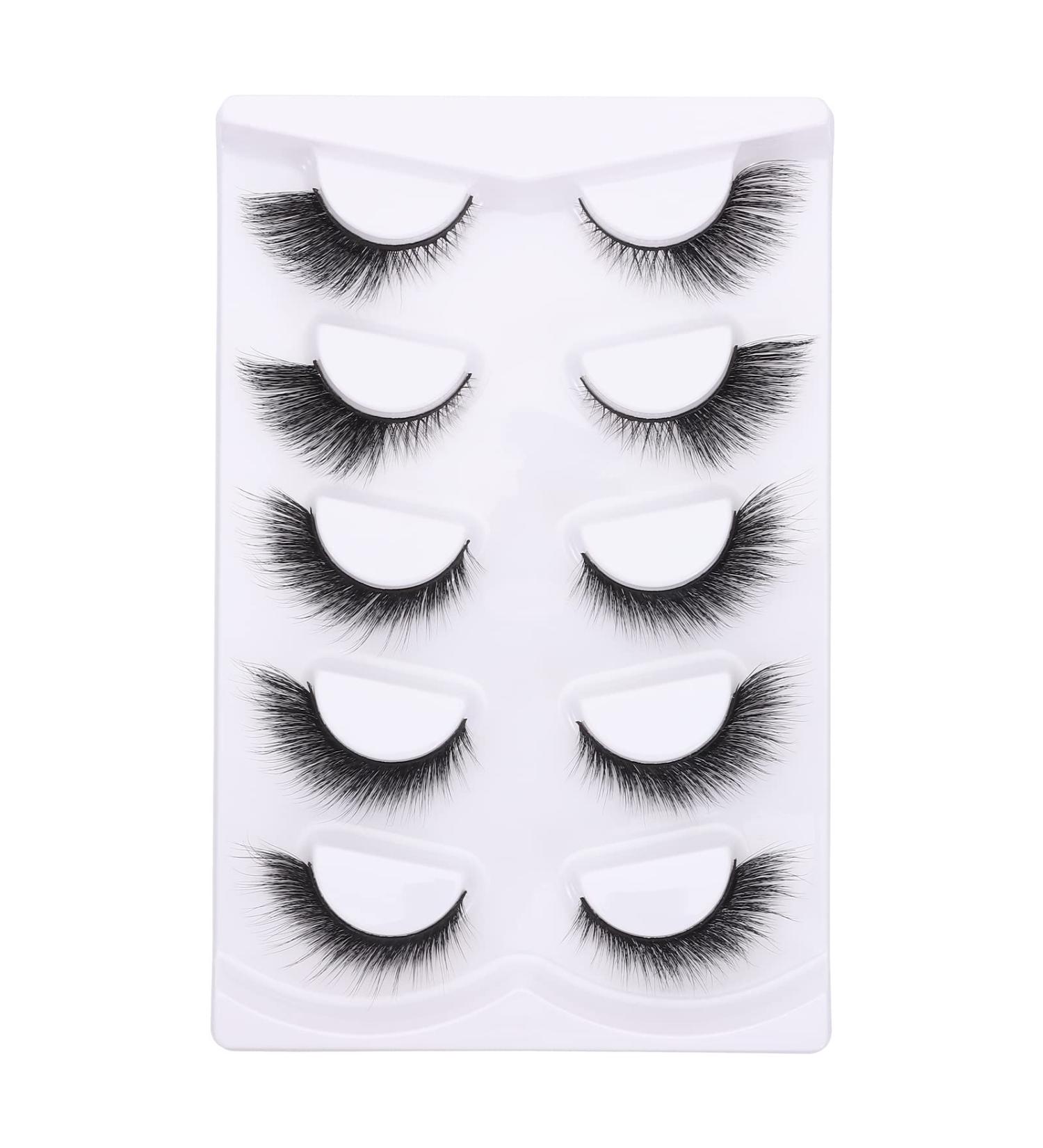 gootrades Cat Eye Eyelashes - 5 Pairs 3D Faux Mink False Winged L Curl Extension - Natural Look Mimic Eyelashes (Style-03) - Buy Online on GoSupps.com