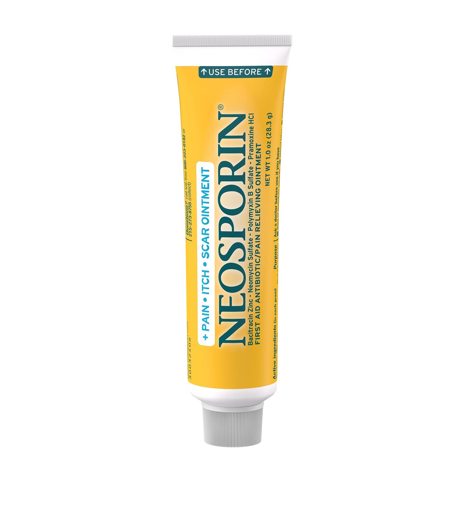 Neosporin Pain Itch Scar Ointment 1 oz - Antibacterial First Aid Treatment - Buy Online on GoSupps.com