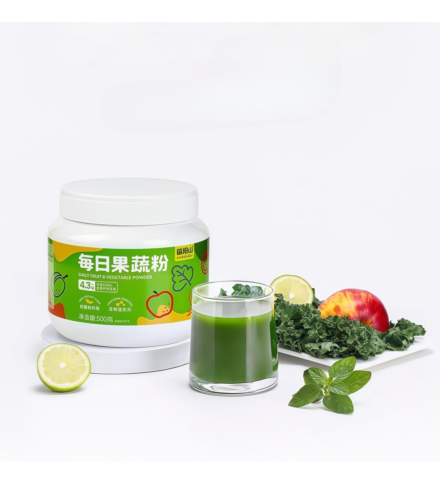 Organic Green Powder Smoothie Mix Daily Fruit & Vegetable Powder 500g High Fiber Blend with 10 Natural Ingredients Prebiotics for Smoothies. Green Juice & Smoothie Drink Mix