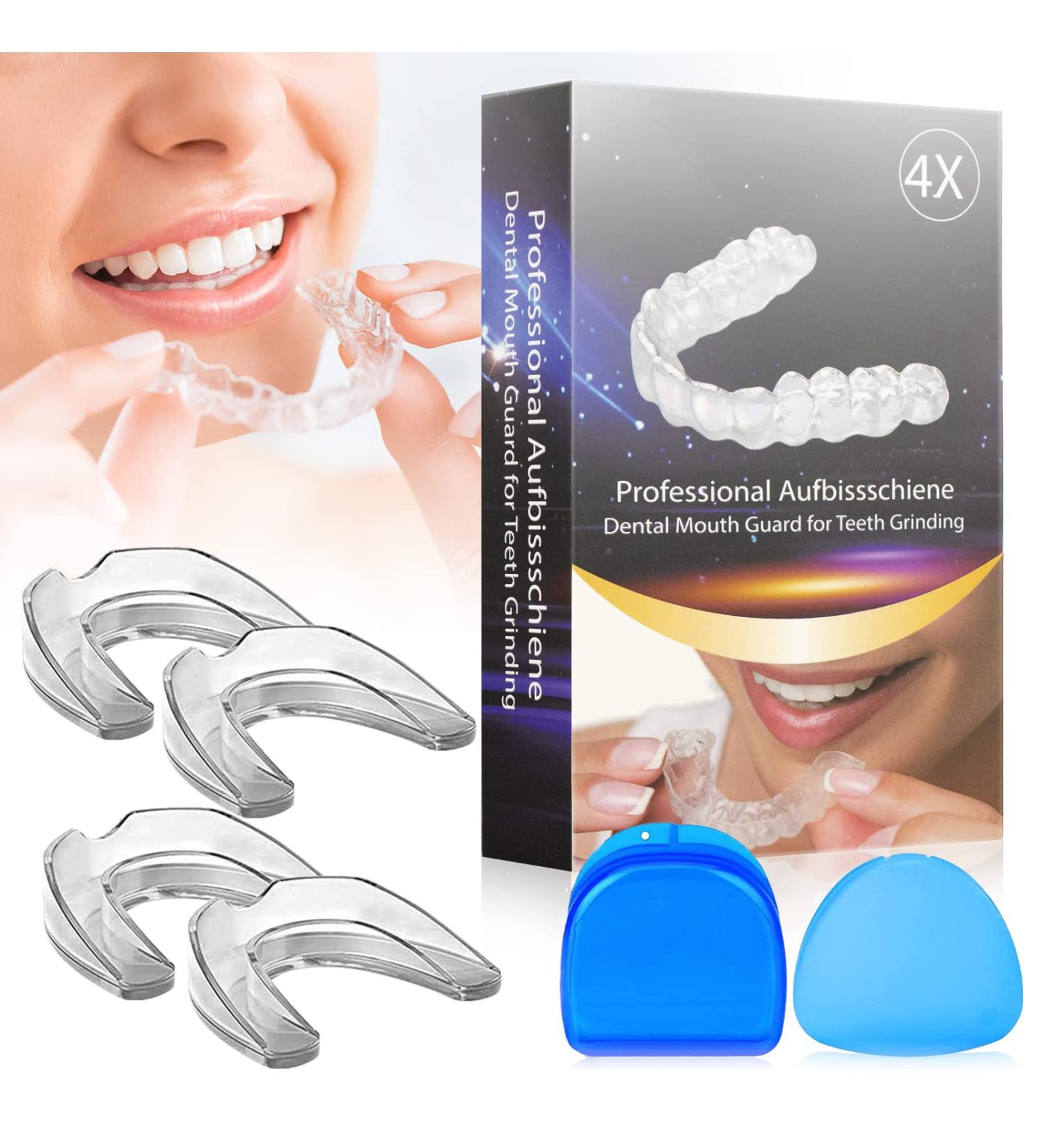 Dental Night Guard for Grinding & Clenching Teeth - BPA Free, 2 Sizes, Pack of 4 - Stop Bruxism, Adults & Kids - Buy Online on GoSupps.com