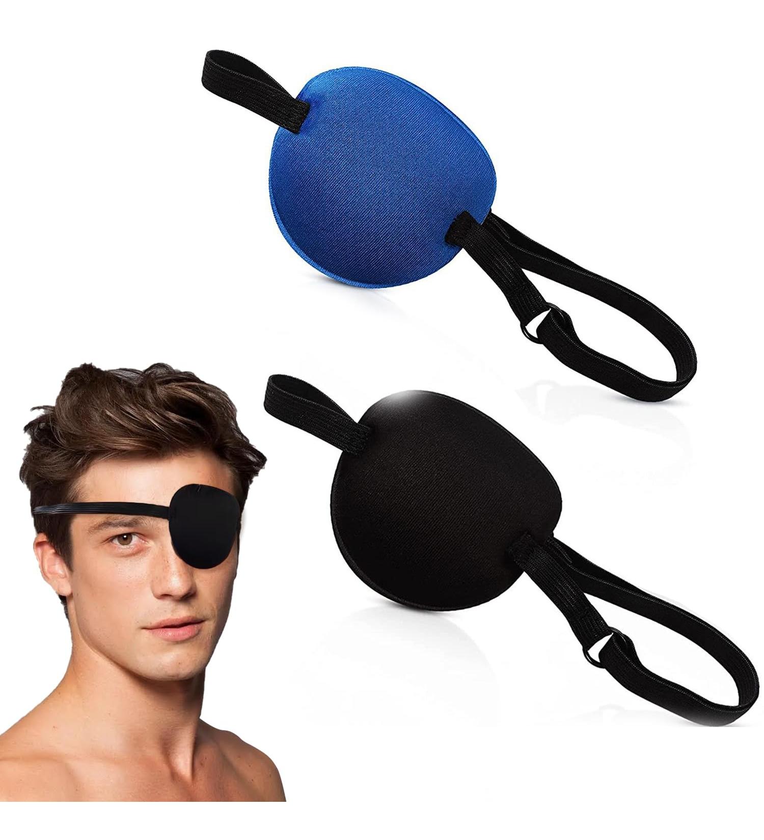 SULIVES 2 Pcs Adjustable Medical Eye Patches for Adults - Black Blue 3D Groove Design - Suitable for Amblyopia, Strabismus, Surgery Recovery - Left & Right Eye - Buy Online on GoSupps.com