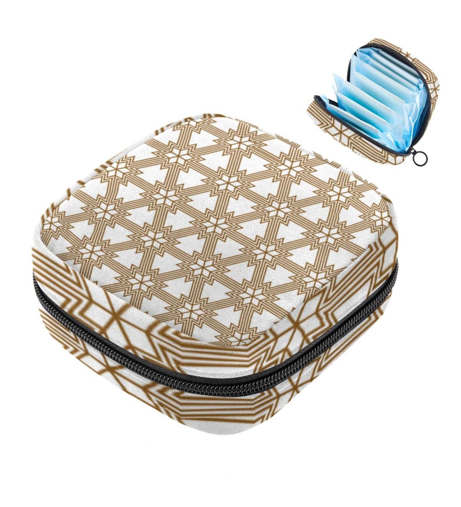 Portable Women's Binding-Up Bags | Menstrual Cup & Tampon Bags for Teens | Multicolored Brown Geometric Design - Buy Online on GoSupps.com