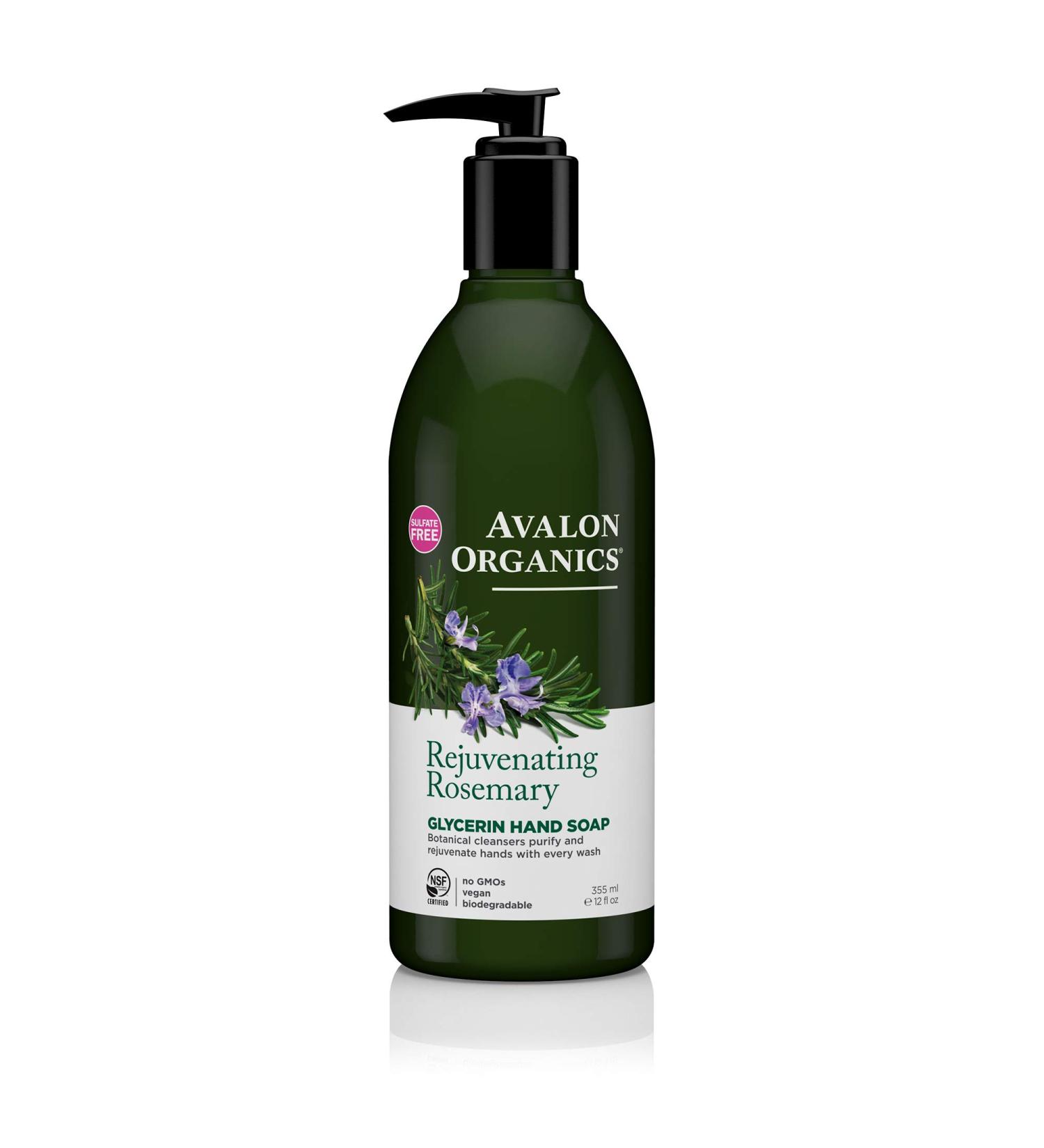 Avalon Organics Glycerin Hand Soap - Rejuvenating Rosemary, 12 oz | Natural Moisturizing Cleanser - Buy Online on GoSupps.com