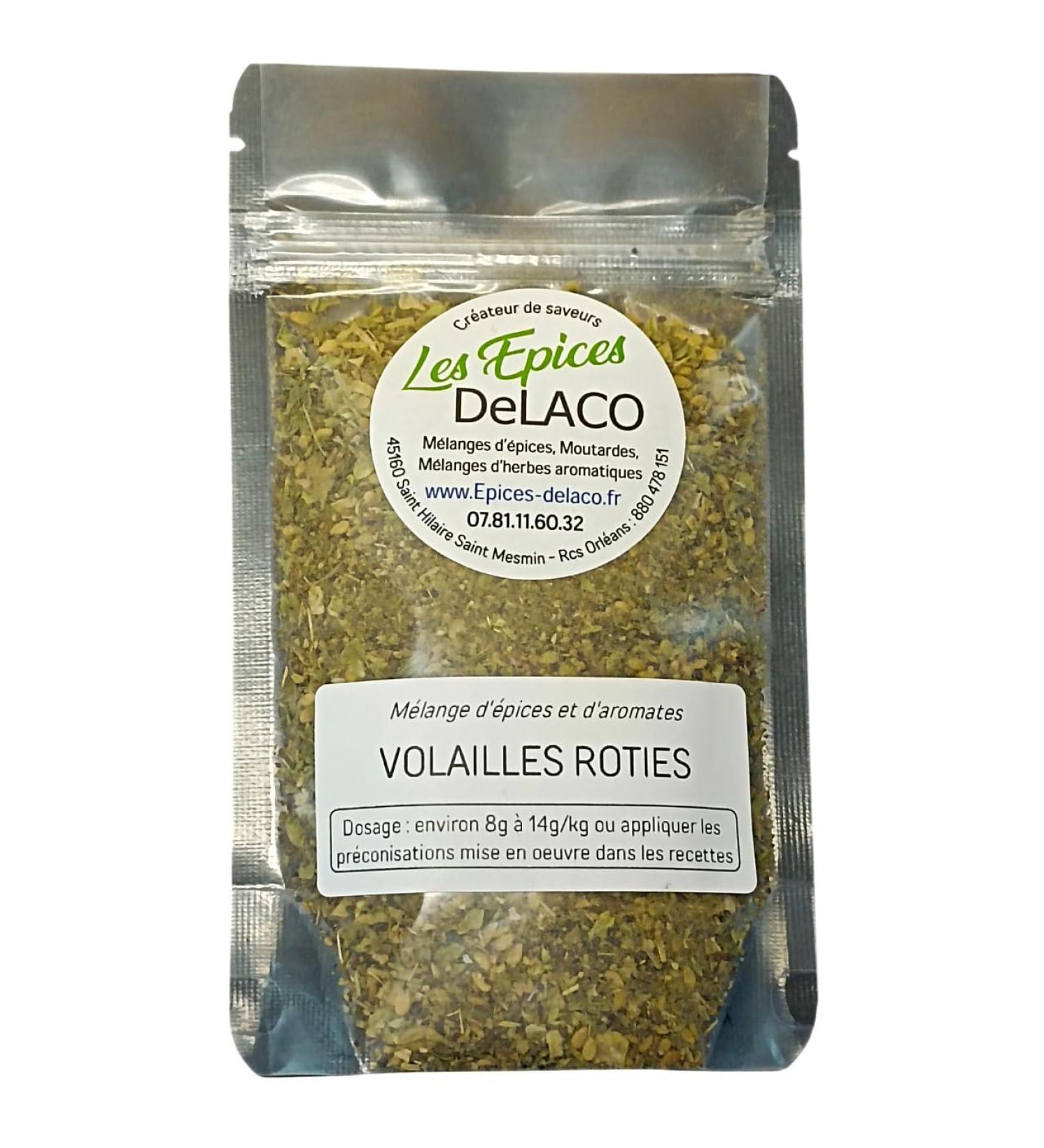 VOLAILLES ROTIES 80g M ... m langes d' pices herbes aromates condiments piments pour viandes poissons l gumes marinades salades barbecue - Les EPICES DeLACO - Buy Online on GoSupps.com