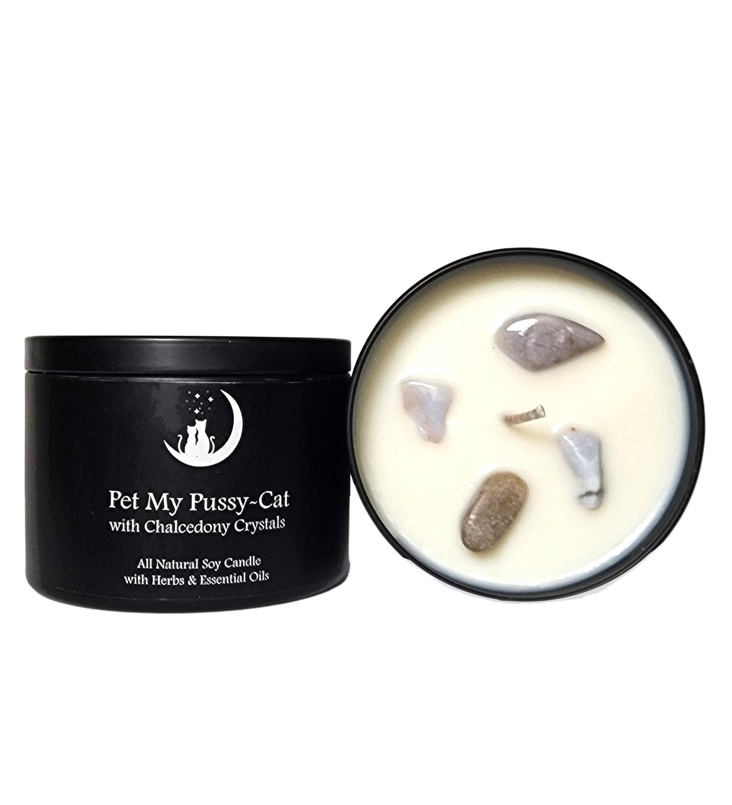 Pet My Pussycat Candle - Natural Soy Candle with Herbs Crystals & Essential Oils for Wiccan Pagan Hoodoo Rituals & Magic Spells - International Shipping Available - Buy Online on GoSupps.com