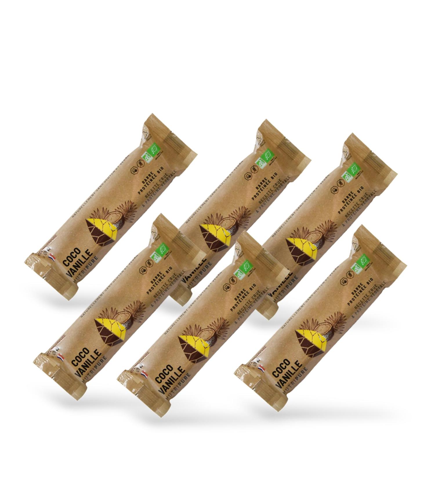 Nutripure | Raw Barre Bio | Barre Prot in e Coco Vanille | Vegan et Bio | Riche en Dattes Beurre de Cacao et Fruits Secs | Snack Sain et Gourmand Sans Conservateur | Pack de 6 | Fabriqu en France Coco Vanille 6 count - Buy Online on GoSupps.com