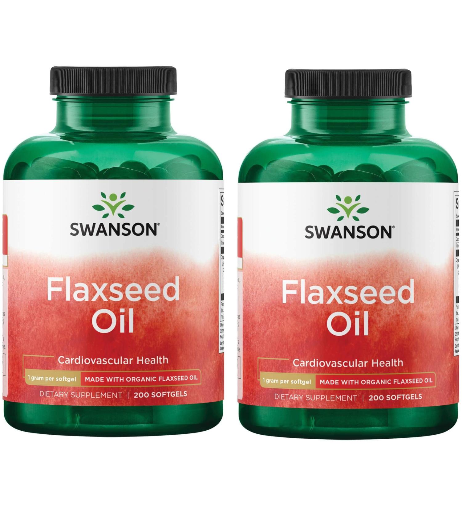 Organic Swanson Flaxseed Oil 1000mg 200 Softgels - Pack of 2 - Buy Online on GoSupps.com