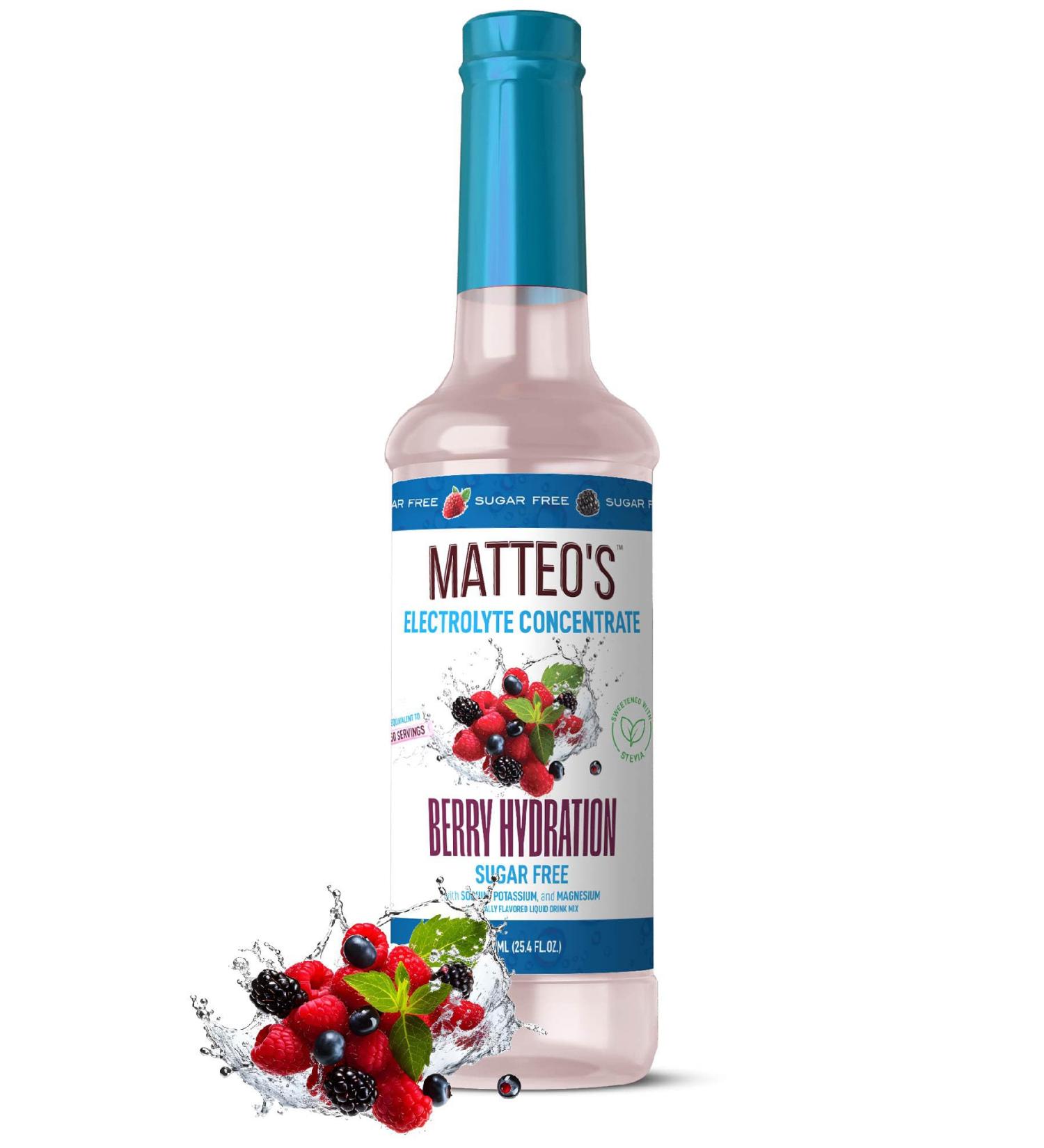 Matteo's Sugar-Free Hydration Concentrate - Electrolyte Drink for Quick Rehydration & Endurance Ideal for Workouts Travel Heat & Sun Delicious with Vitamins & Nutrients Berry Flavor 750ml 1-Pack 750 mL (pack of 1) - Buy Online on GoSupps.com
