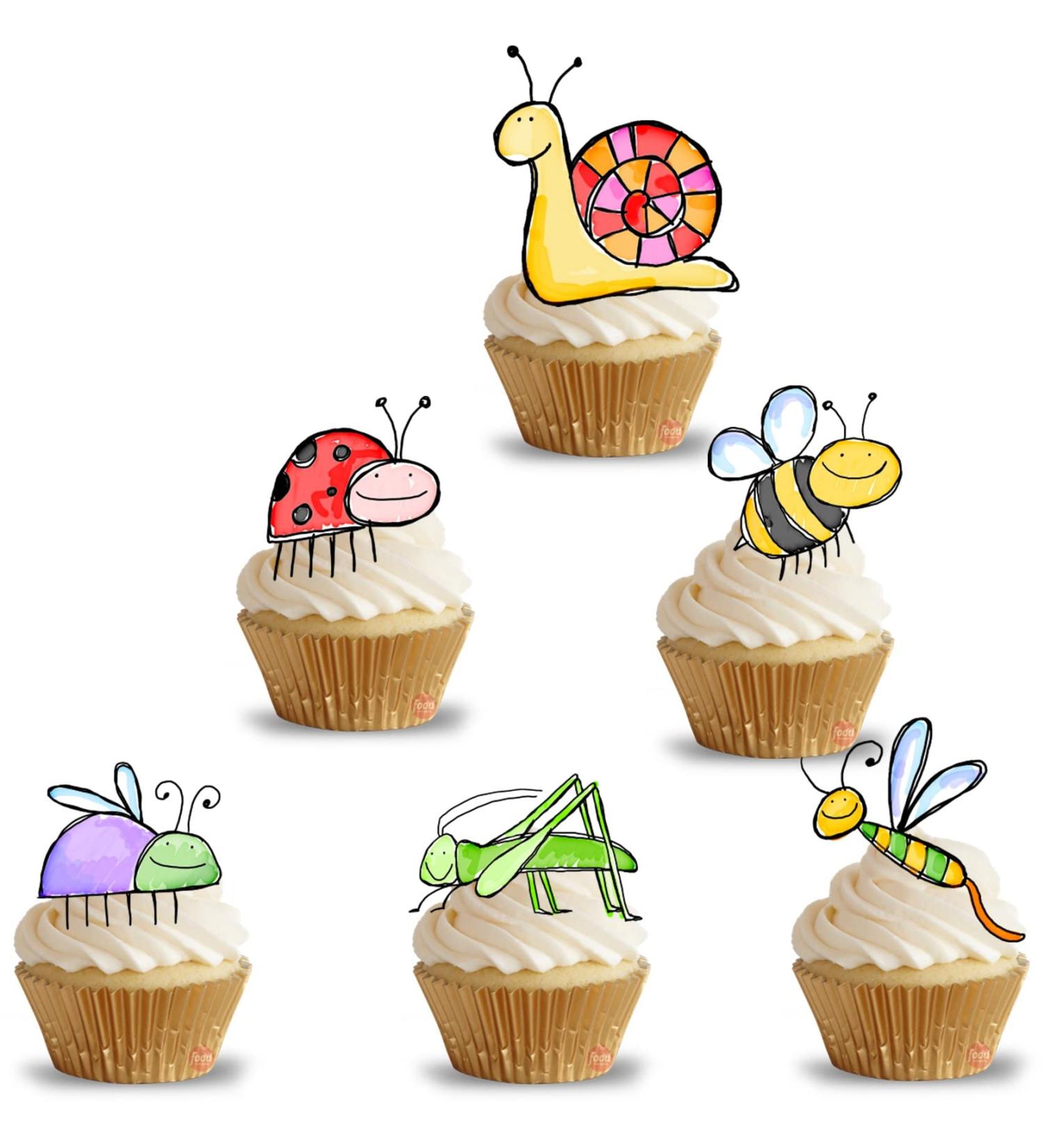 12 edible Insects Bugs kids childrens party decorations Standing Cupcake Cake Toppers Wafer Rice Card - Buy Online on GoSupps.com