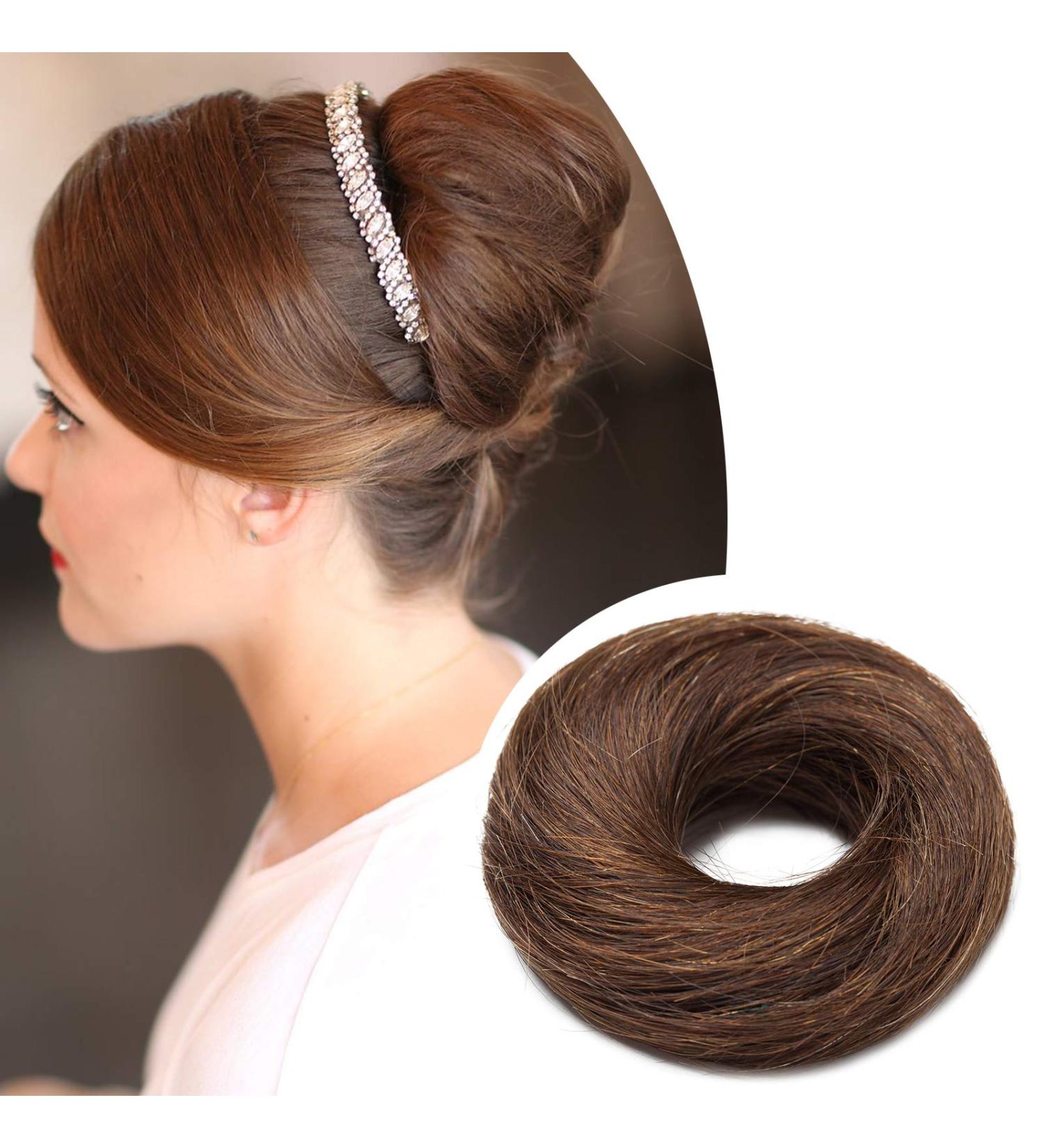 SEGO Human Hair Scrunchies for Women Messy Hair Buns Hairpiece #4 Medium Brown 100% Real Remy Updo Scrunchies Donut Hair Extensions Chignons Straight (23g) Straight #4 Medium Brown - Buy Online on GoSupps.com