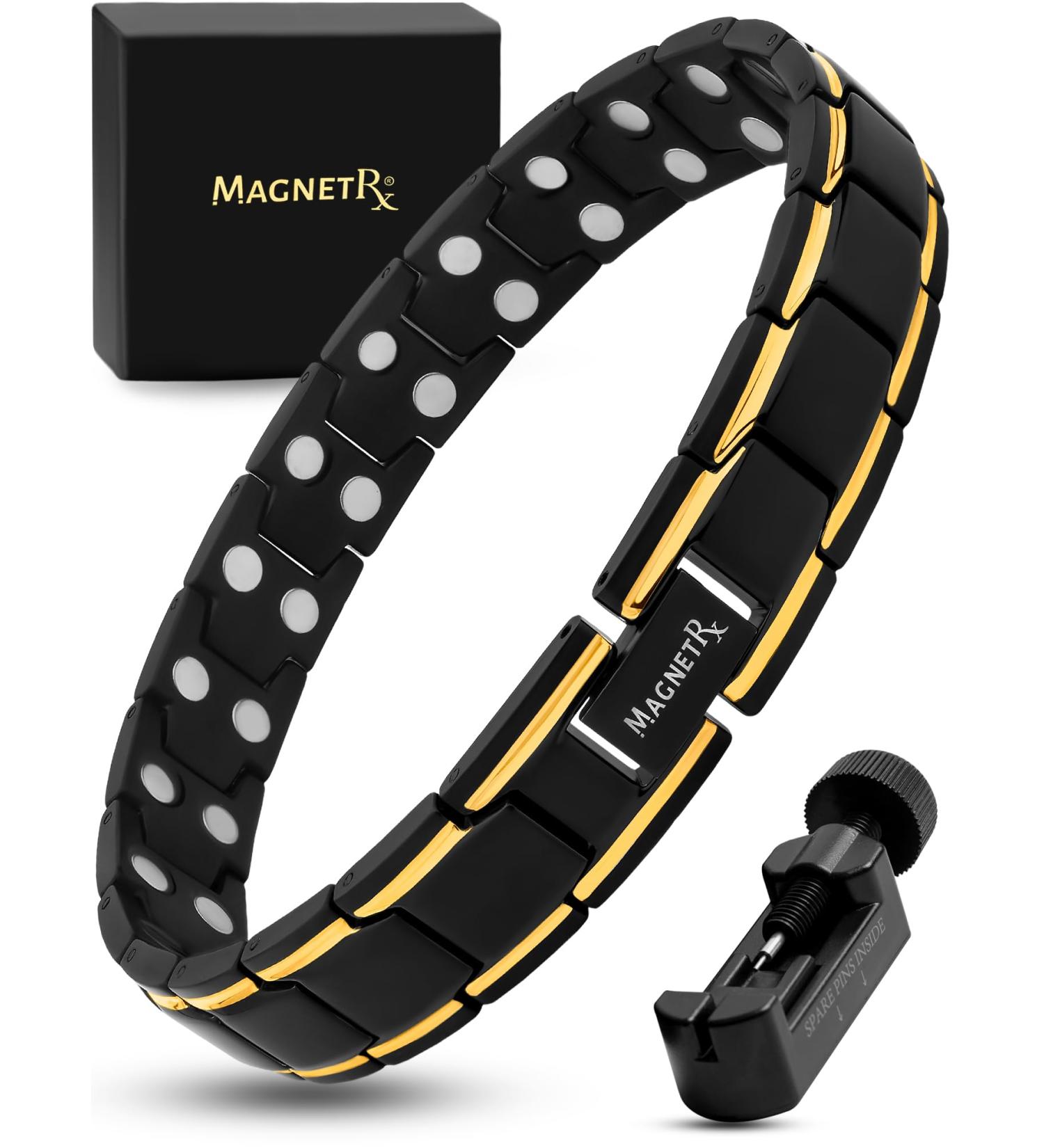 Magnetrx Ultrastarkes Magnetic Tape | Men's Magnetic Bracelet with Size Tool | Black & Gold - Buy Online on GoSupps.com