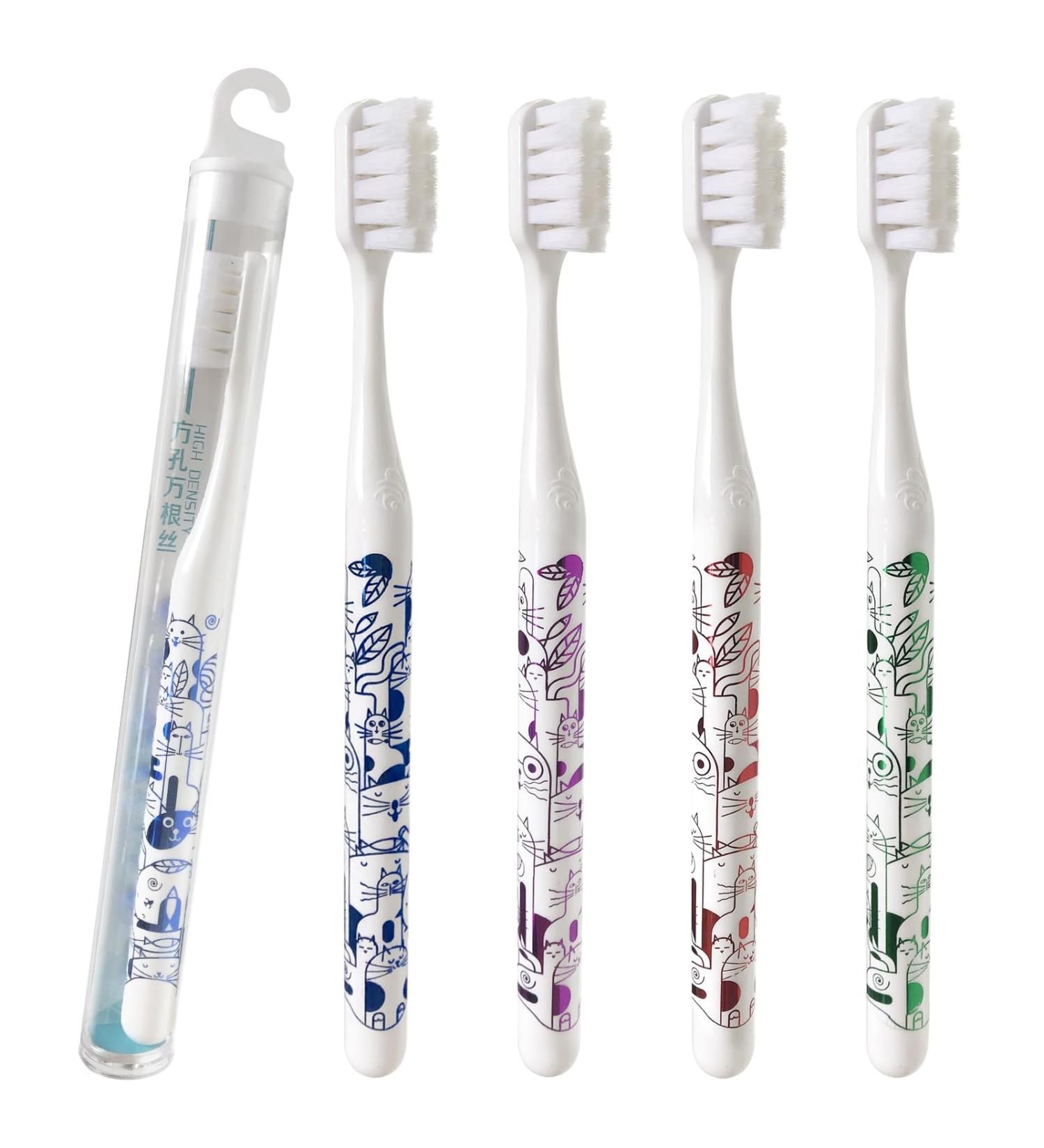 Toothbrush extra soft toothbrush for sensitive teeth and gums travel toothbrush for adults cartoon toothbrushes for women (4 Pack)