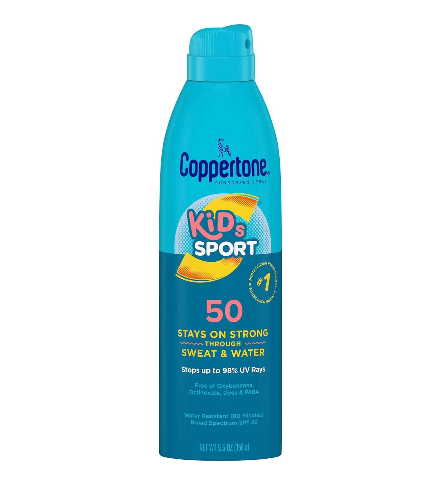 Coppertone SPORT Kids Sunscreen Spray SPF 50 - Water Resistant Continuous Broad Spectrum Sunscreen - 5.5 Oz - Buy Online on GoSupps.com