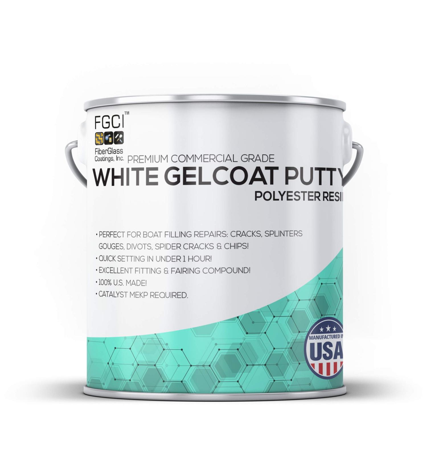 FGCI GELCOAT Repair Putty Filler Fixer & Restoration Fairing Compound, 1 Pint-White, Fiberglass GELCOAT Crack CHIP Scrape Repair KIT, Boat Hull, Deck, Bottom, Console Repair