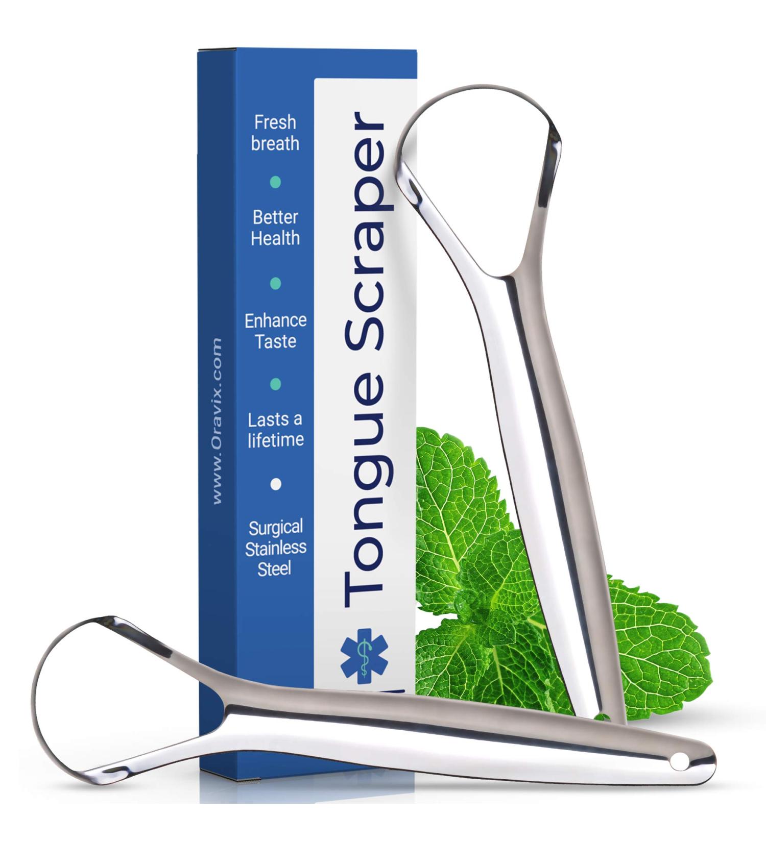 Stainless Steel Tongue Scraper for Fresh Breath and Oral Health - ORAVIX - Buy Online on GoSupps.com