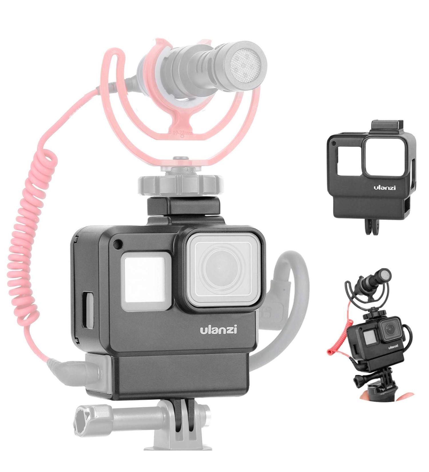 V2 Housing Case Vlogging Frame with Microphone Cold Shoe Mount for GoPro Hero 7/6/5 - Action Camera Accessories - Buy Online on GoSupps.com