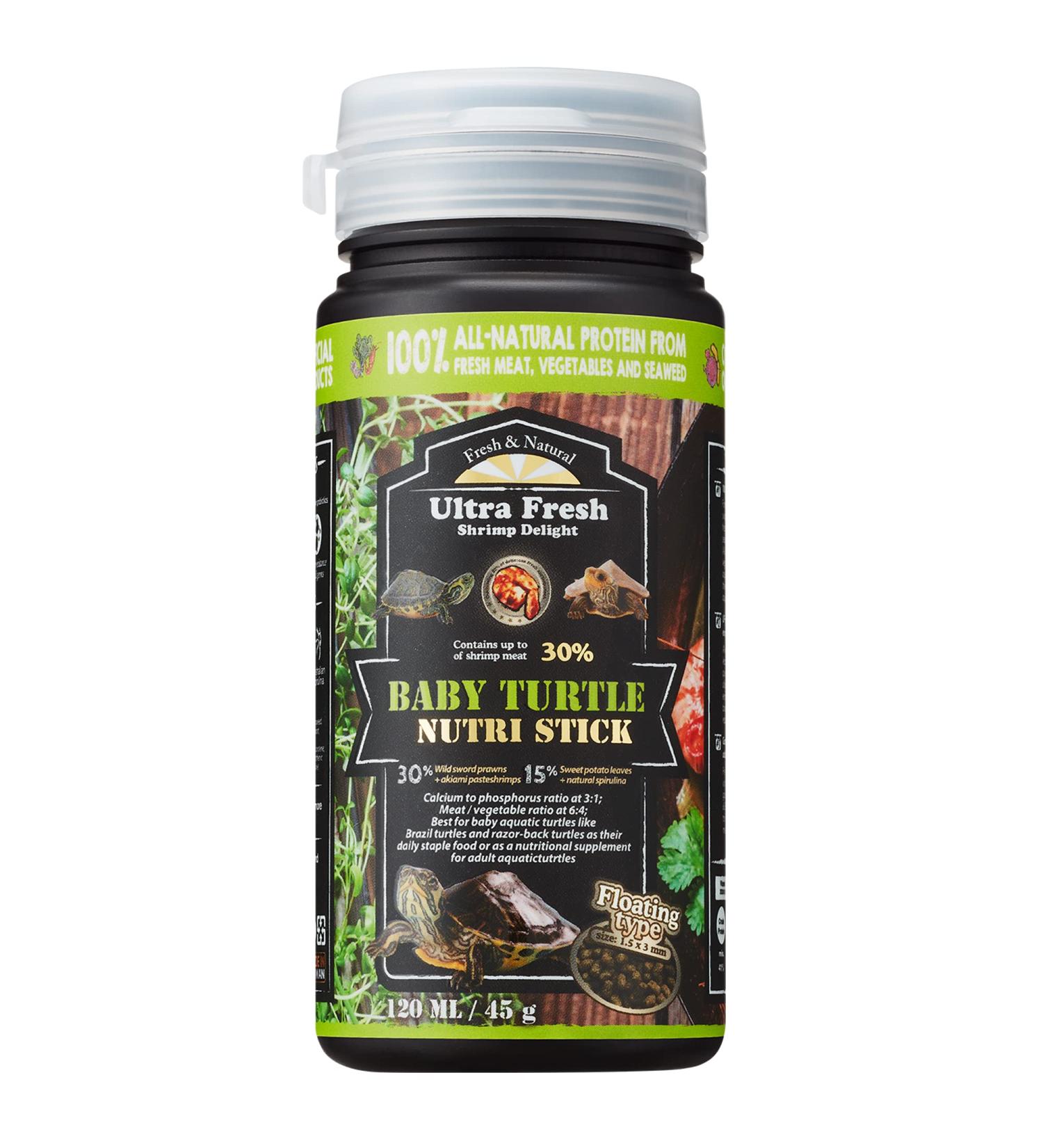 Ultra Fresh Wild Sword Prawn Baby Turtle Food - All Natural, Calcium & Vitamin D Enriched Nutri Stick for Picky Aquatic Turtles - 1.6 oz - Buy Online on GoSupps.com