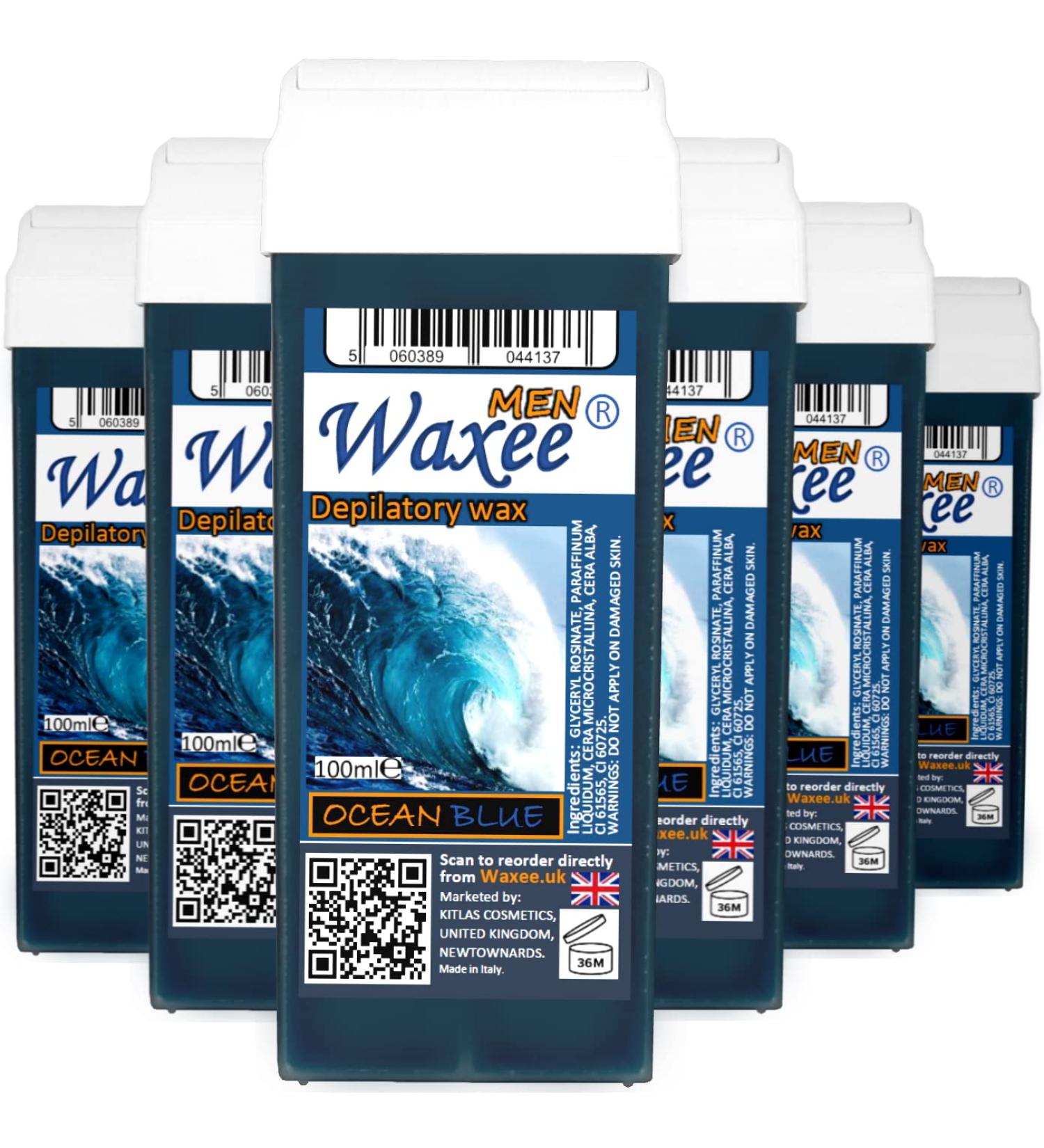 6 x 100ml roll on wax cartridge roller wax refill COLOPHONY FREE Waxee (Roll on wax for Men)