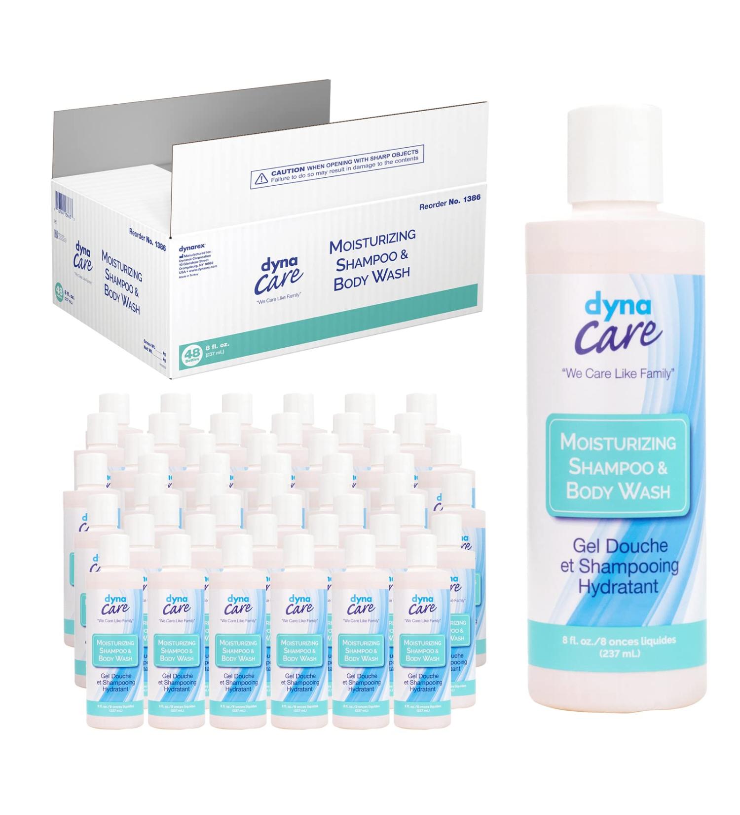 Dynarex Shampoo and Body Wash - Unisex Moisturizing All-in-One Shampoo Body Wash for Skin & Hair - Mild Formula for Sensitive Skin - Tropical Scent - 8 oz. 48 Bottles/Case (Packaging May Vary) - Buy Online on GoSupps.com