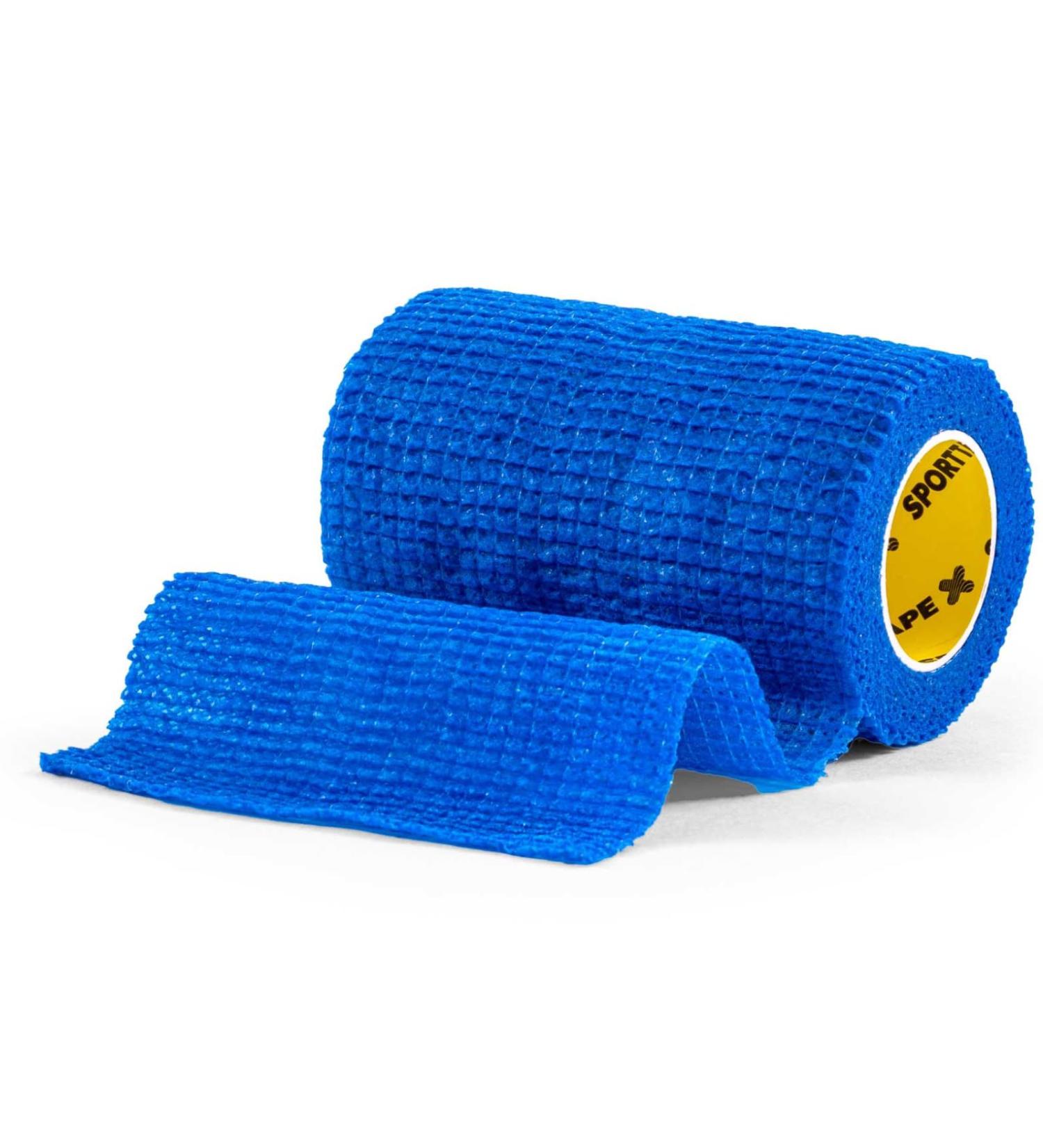 24 Rolls SPORTTAPE Self-Adhesive Football Sock Tape | 7.5cm x 4.5m - Blue | Cohesive Bandage - Pet & Vet Wrap for Dogs & Horses | Compression Bandage Shin Pad Tape Football Ankle Tape Blue 7.5x450 cm (Pack of 24) - Buy Online on GoSupps.com