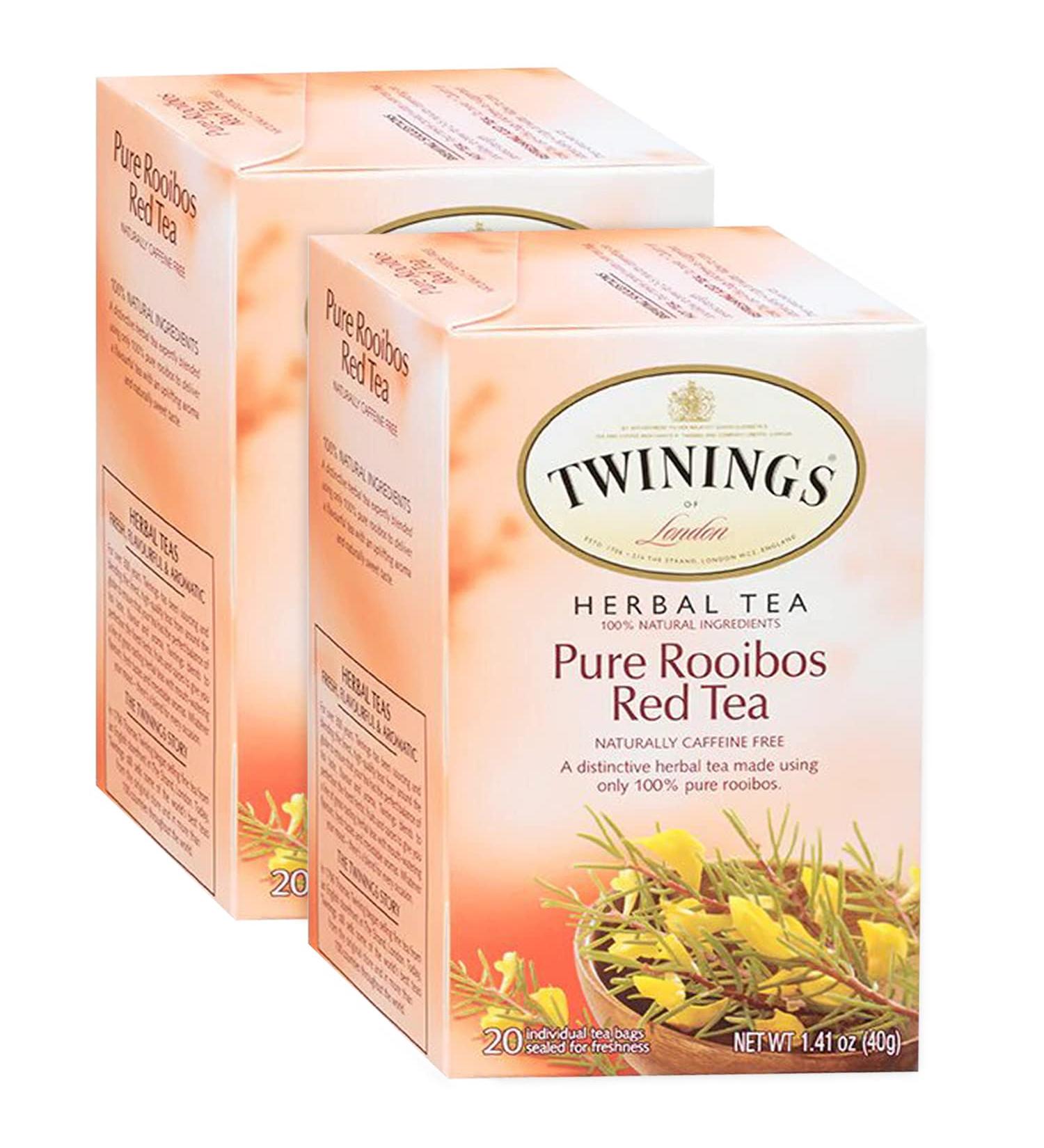 Twinings of London Pure Rooibos Herbal Red Tea - Nutty & Naturally Sweet Flavor - 40 Individually Wrapped Tea Bags - Buy Online on GoSupps.com