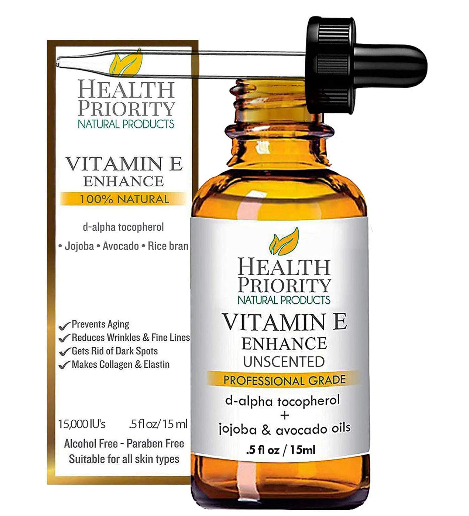 Organic Vitamin E Oil | 100% Pure Natural Serum for Skin & Hair | 15000 IU, Non-GMO, Vegan | Handmade in SC, 0.5 Fl Oz - Buy Online on GoSupps.com