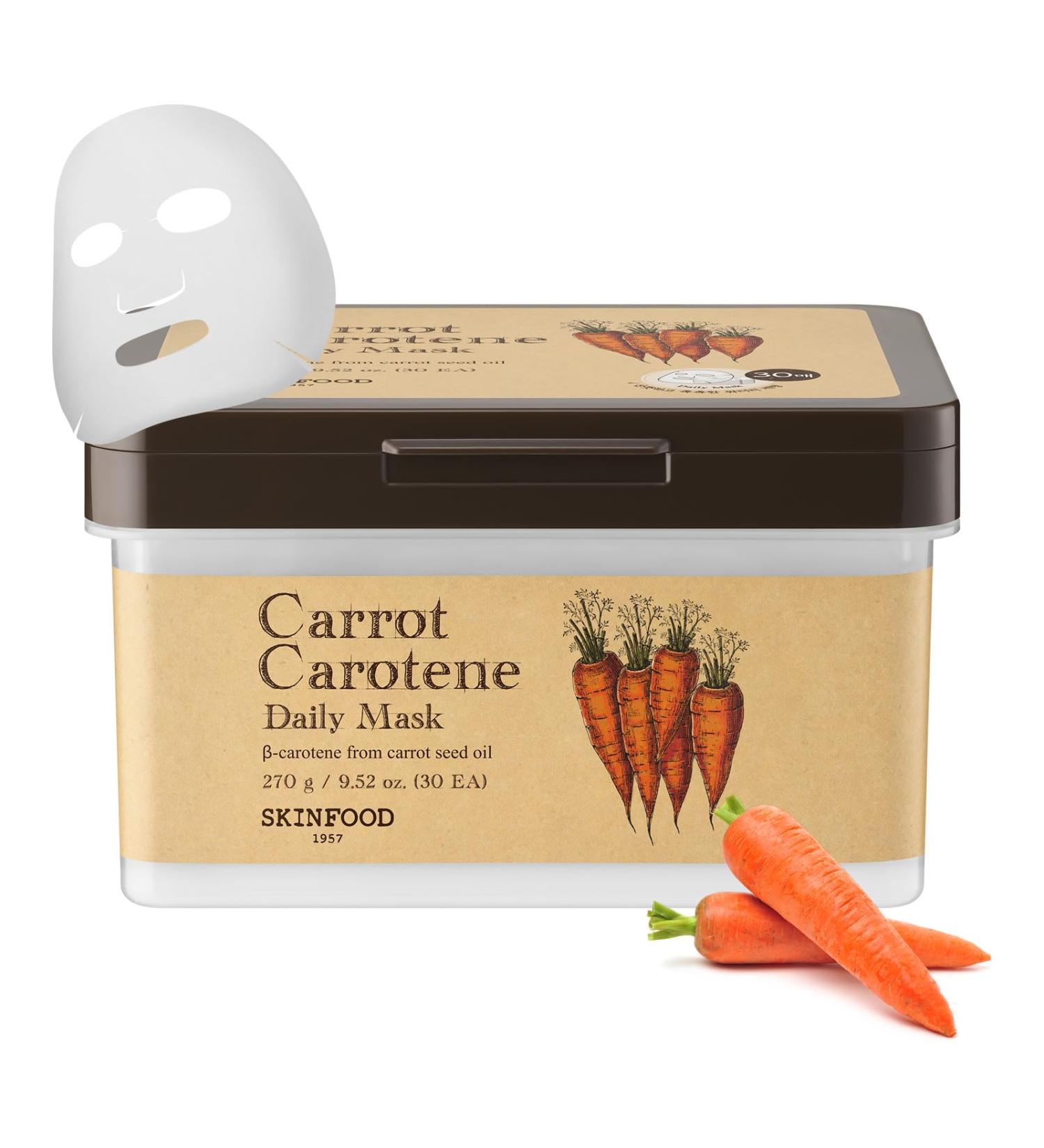 SKIN FOOD since 1957 Skinfood Masque carotte carot ne 30 EA Apaisant Rapide Hydratant Peau Sensible Huile de Carotte Soulage les rougeurs - Buy Online on GoSupps.com