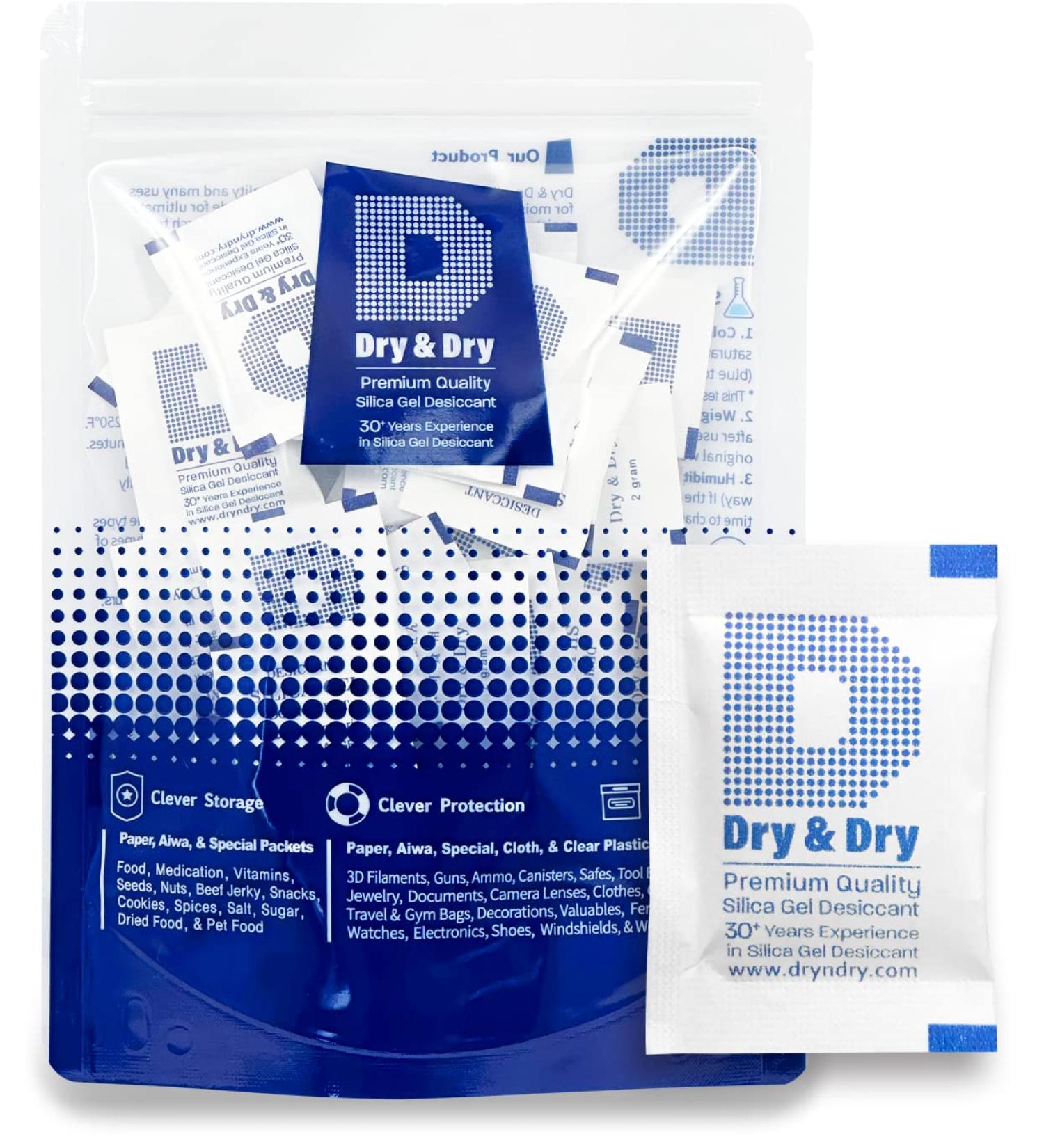 Buy Premium Pure Silica Gel Packets - 100 Packets 2 Gram | Food Safe Desiccant for Dehumidifying - Buy Online on GoSupps.com