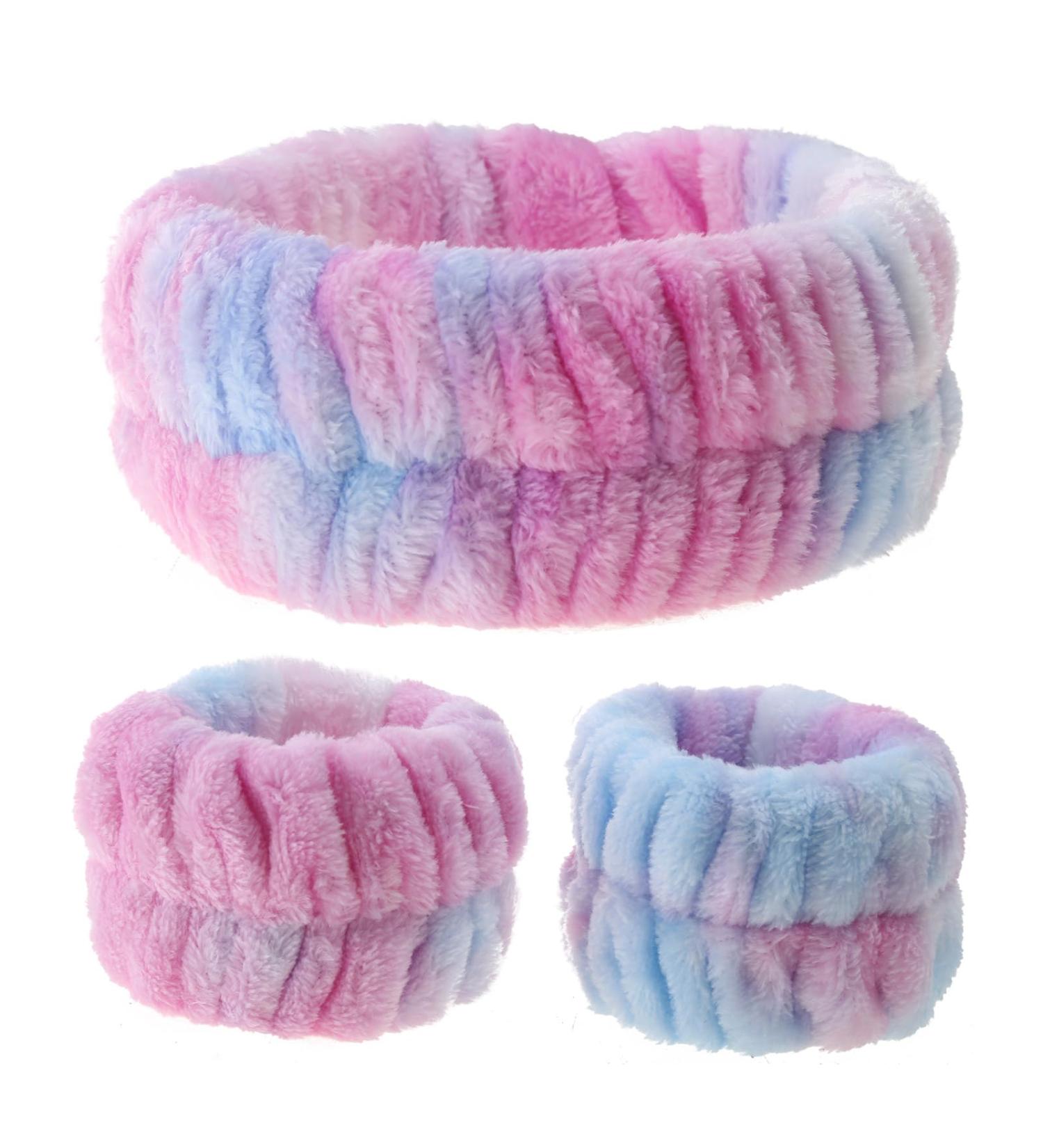 amangul Wrist Spa Washband Headband Microfiber Wrist Wash Towel Bands Wristband Scrunchies for Washing Face Absorbent Sweatband(Blue Powder) - Buy Online on GoSupps.com