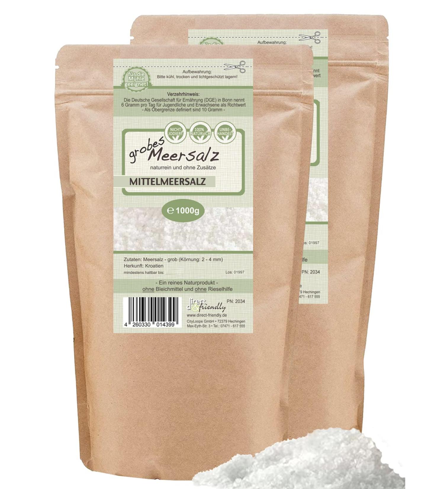 Premium Coarse Sea Salt from Croatia - 2 x 1 kg for Salt Mill | Direct & Friendly - Buy Online on GoSupps.com