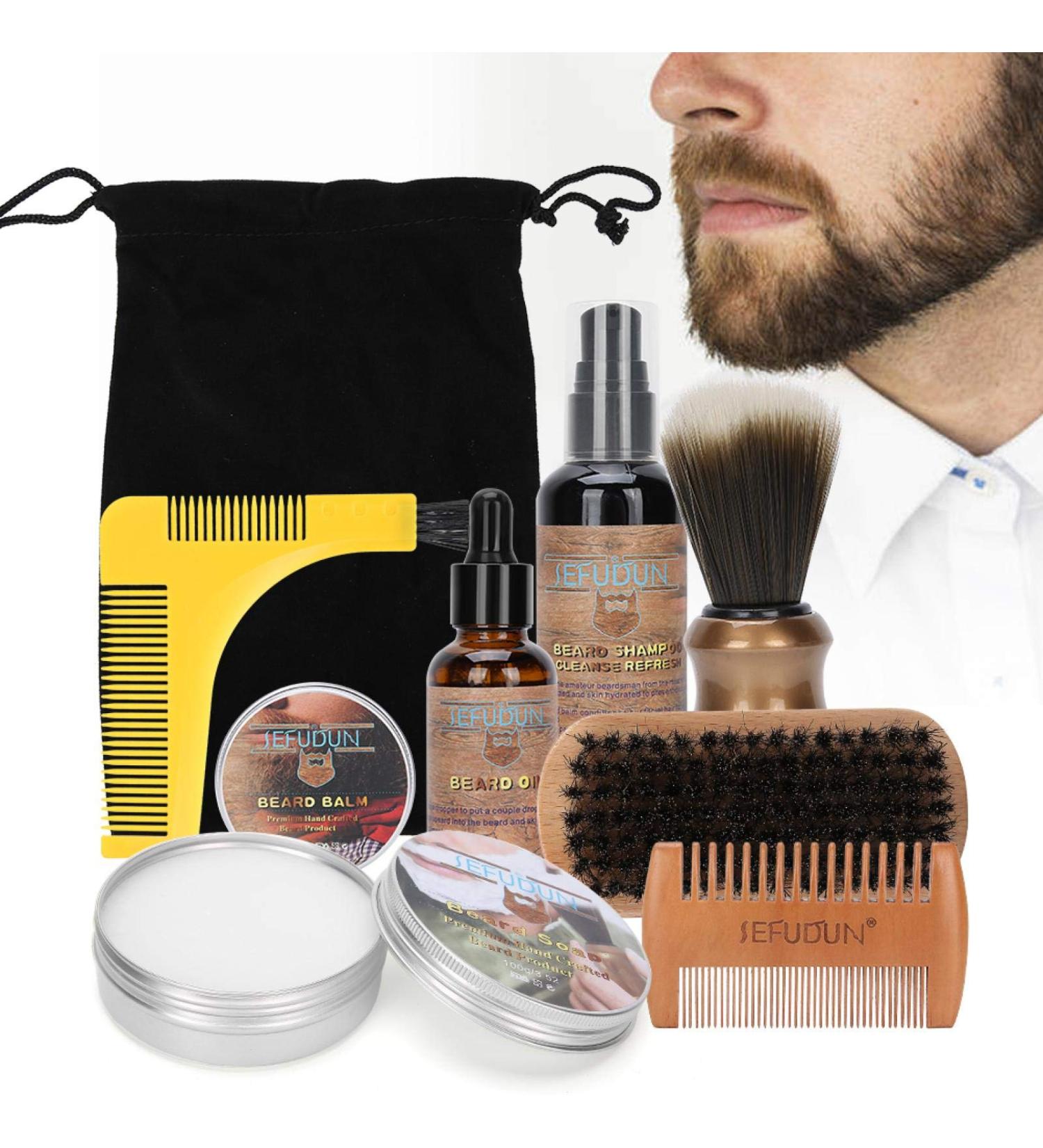 Beard Grooming Kit for Men | Beard Oil Brush Comb & Shampoo Set | Ultimate Beard Care Gifts - Buy Online on GoSupps.com