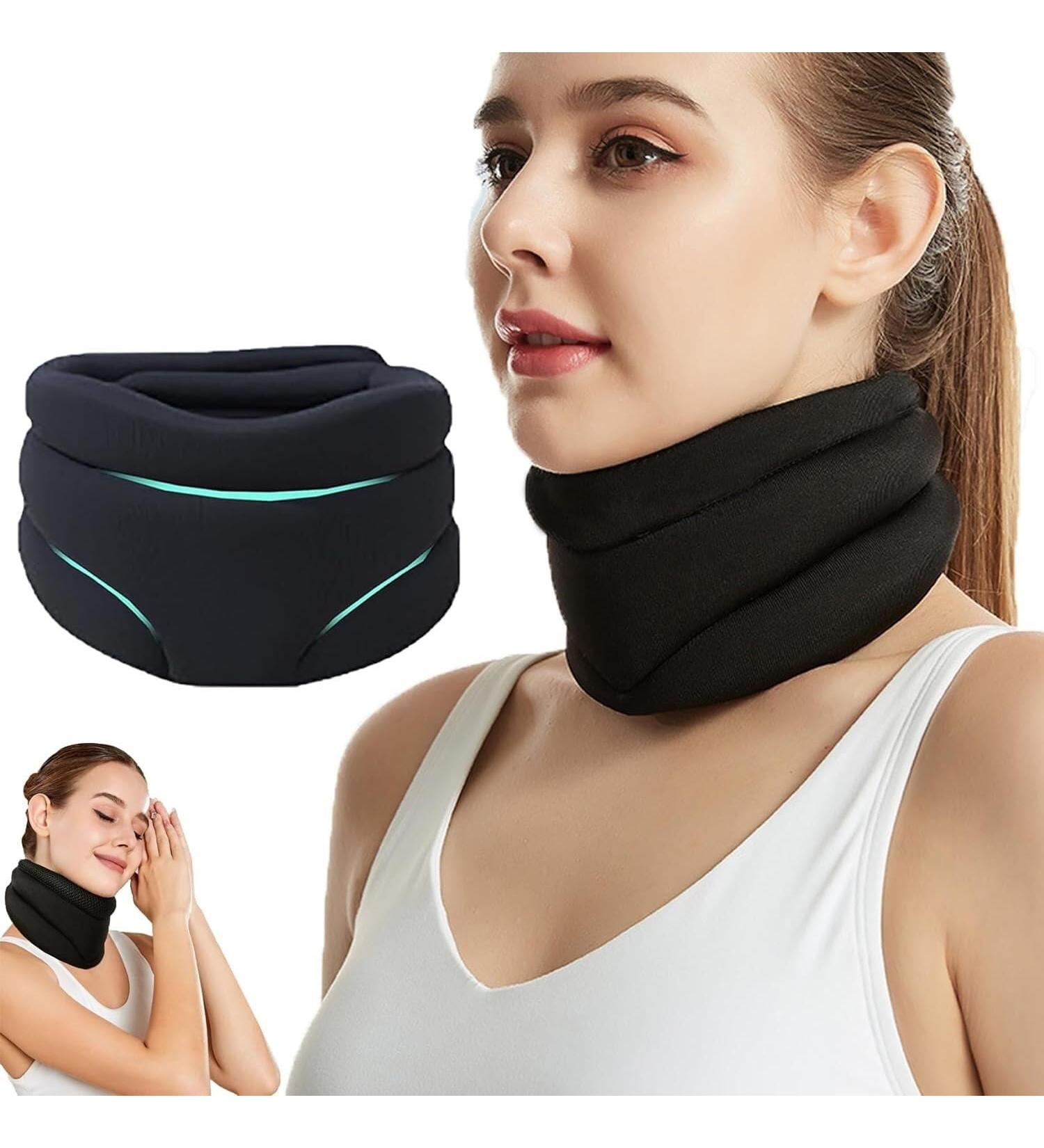 Soft Foam Cervical Collar Neck Support Brace Neck Brace for Snoring Neck Brace for Neck Pain and Support Soft Foam Neck Brace Pillow Universal for Sleeping (Black) yl-105023(Color:Black) - Buy Online on GoSupps.com