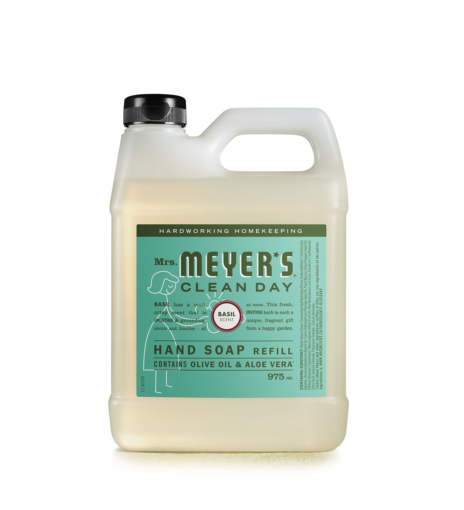 Mrs. Meyer's Clean Day Basil Liquid Hand Soap Refill - Cruelty Free Biodegradable & Essential Oils 975ml | Eco-Friendly Hand Wash - Buy Online on GoSupps.com