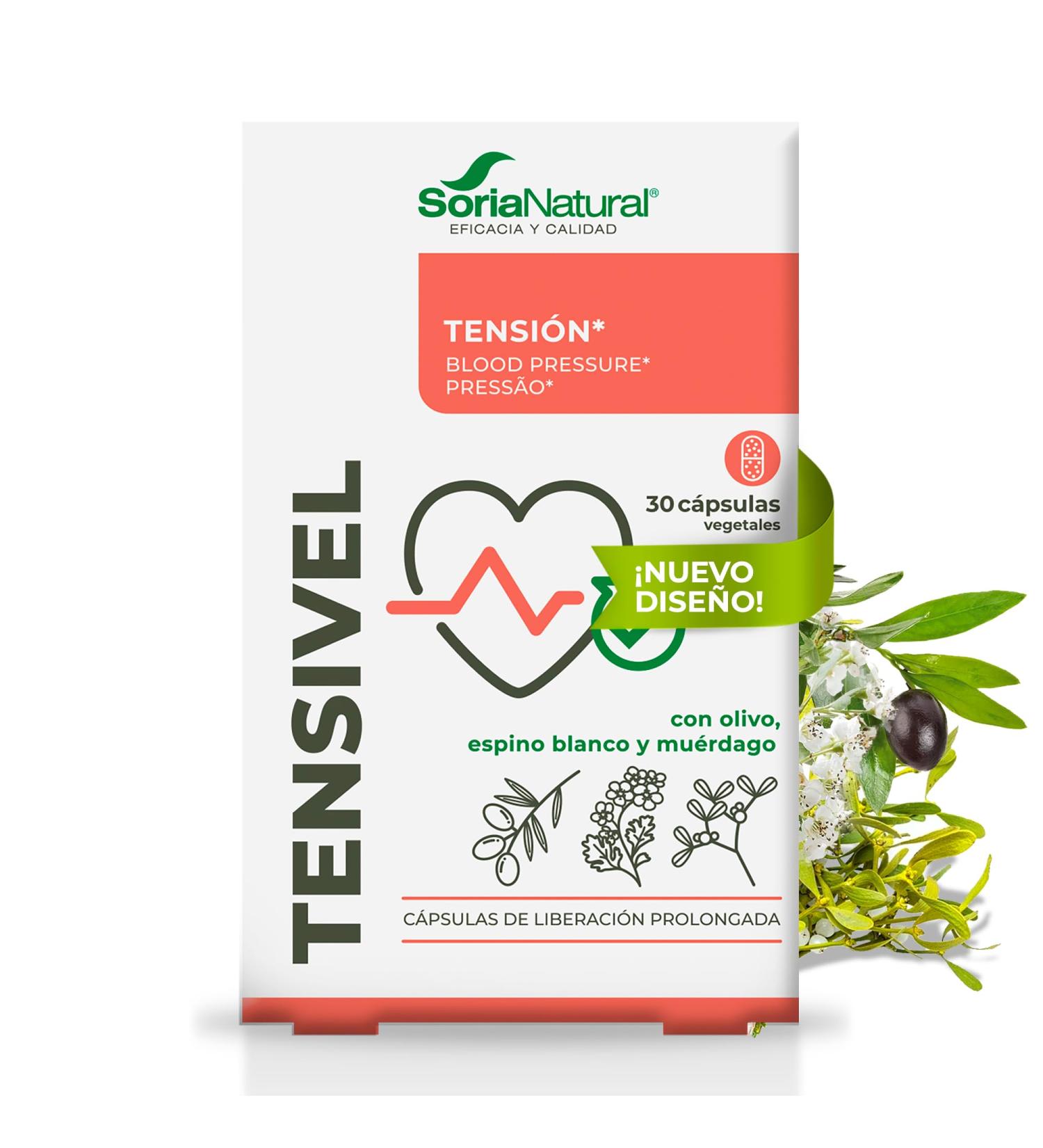  Soria Natural Soria Natural Tensivel Cardiovascular Health Aid Blood Pressure Circulation Blend of Olive Hawthorn and Mistletoe Extracts - 30 Capsules - Buy Online on GoSupps.com