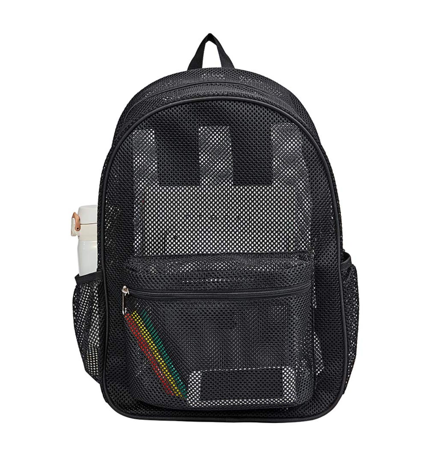 Heavy Duty Mesh Backpack - Padded Shoulder Straps for College Students, Swimming & Outdoor Sports - Black - Buy Online on GoSupps.com
