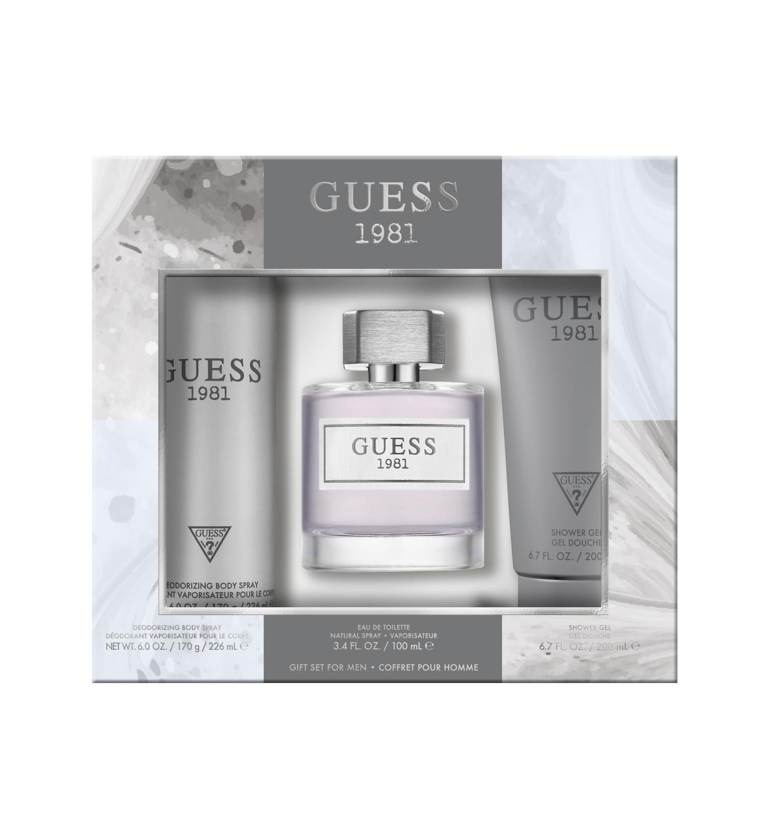 GUESS 1981 Men/Homme Eau de Toilette 3 Piece Gift Set - Cologne Spray 3.4 Fl. Oz. Deodorizing Body Spray 6.0 Oz. & Shower Gel 6.7 Fl. Oz. - Buy Online on GoSupps.com