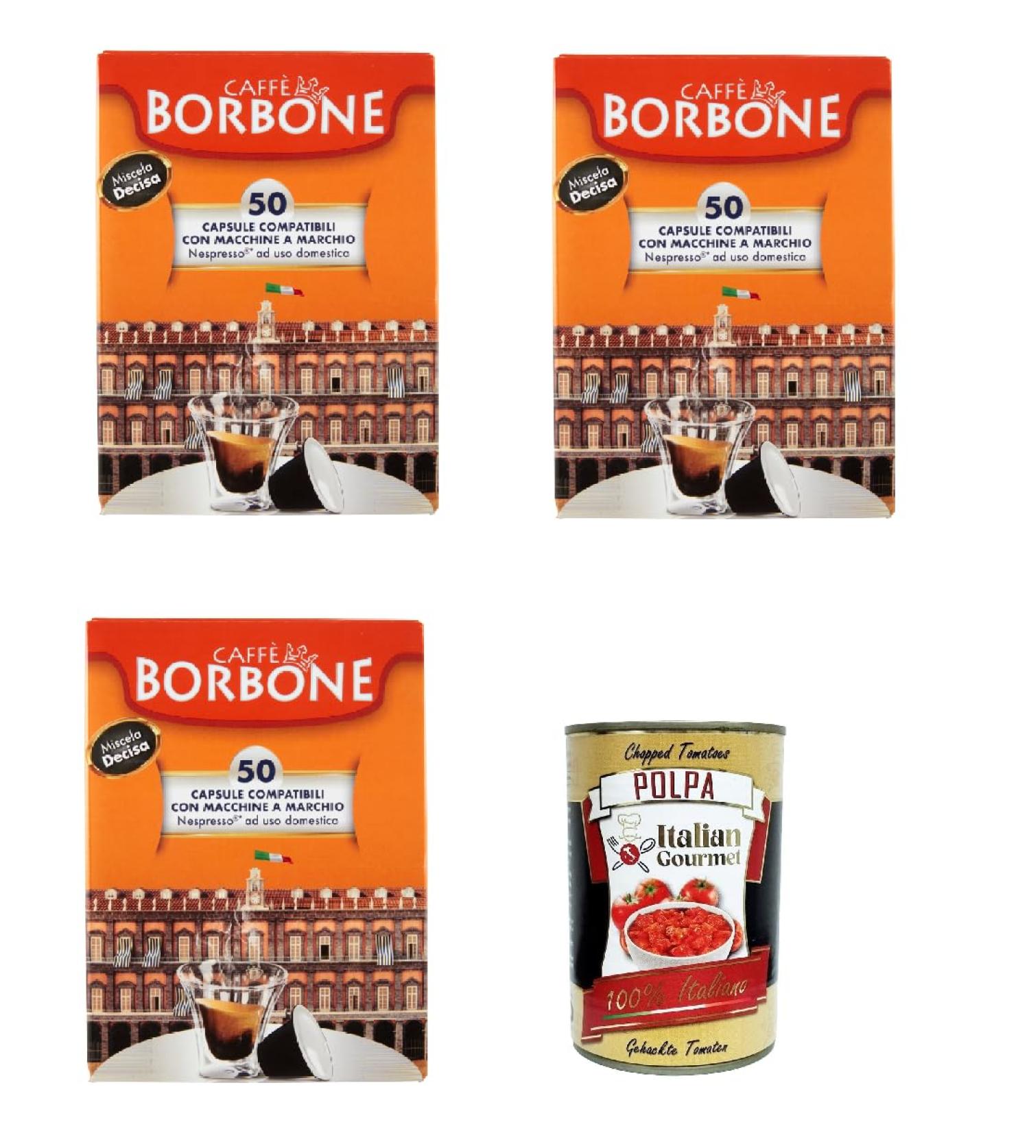  Italian Gourmet E.R. 3 x Caff Borbone 50 Capsules Miscela Decisa compatible with Nespresso machines for home use. Italian coffee 5g + Gourmet Italian Pulpa 400g - Buy Online on GoSupps.com
