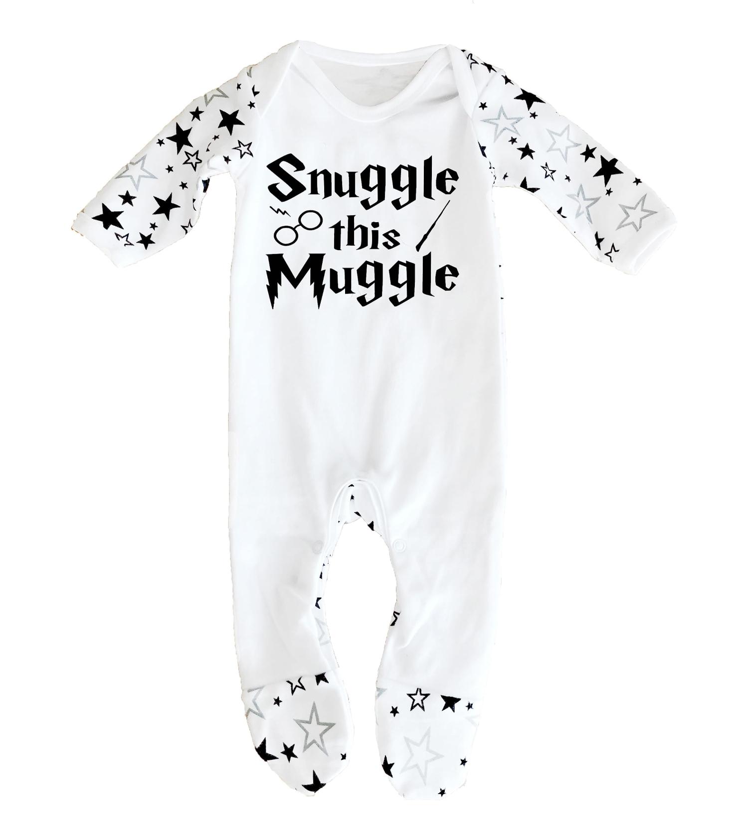 Harry Potter Inspired 'Snuggle this Muggle' Baby Sleepsuit | 6-12 Months | 100% Cotton | UK Designed & Printed - Buy Online on GoSupps.com