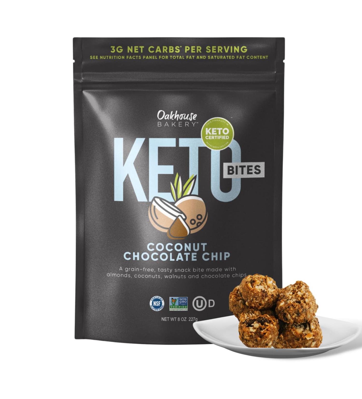 Oakhouse Bakery Keto Snack Bites Coconut Chocolate Chip - 8oz Low Carb, Gluten-Free, Grain-Free Snack - Buy Online on GoSupps.com