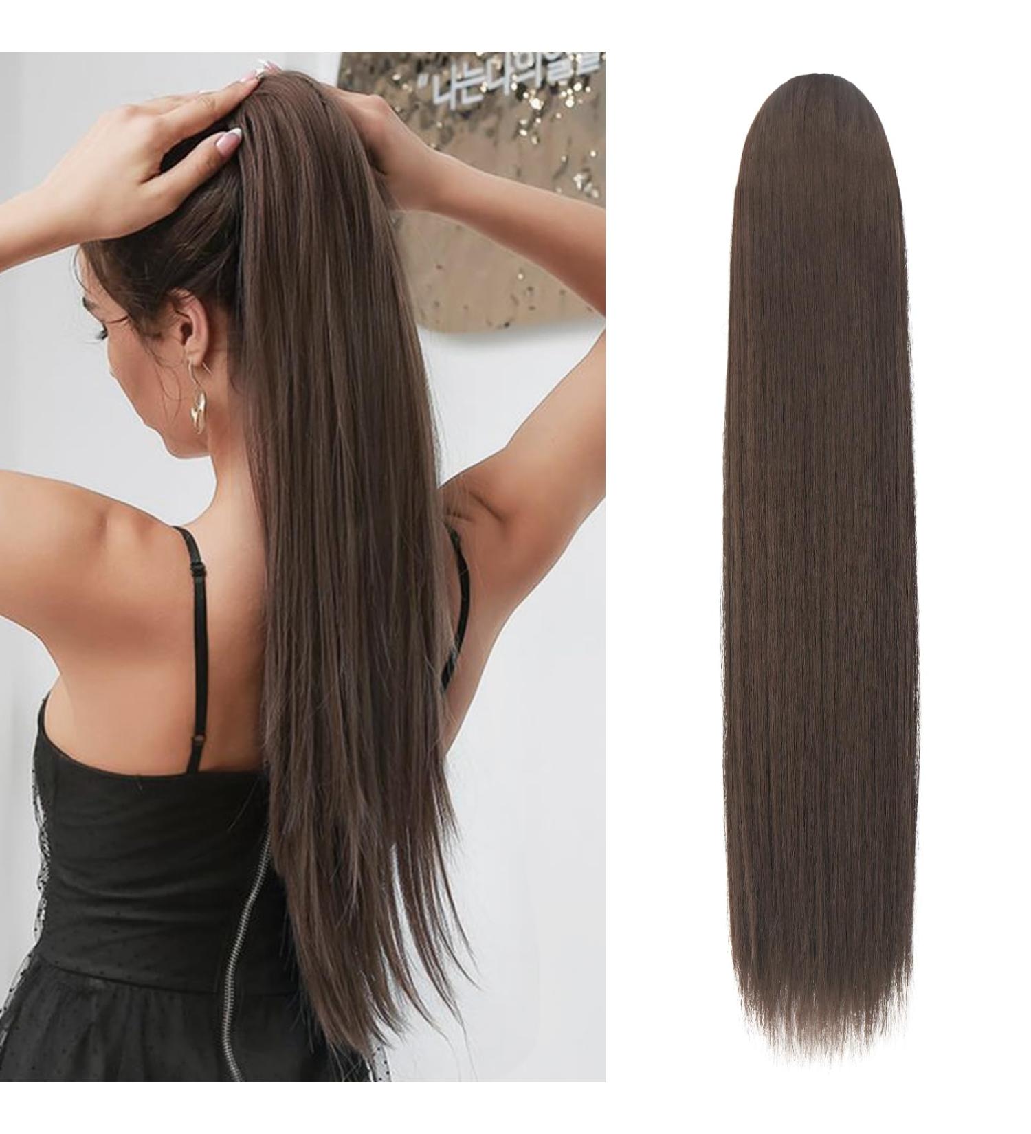 Sofeiyan 70cm Medium Brown Ponytail Hair Extension | Natural Soft Synthetic Braid for Women - Buy Online on GoSupps.com