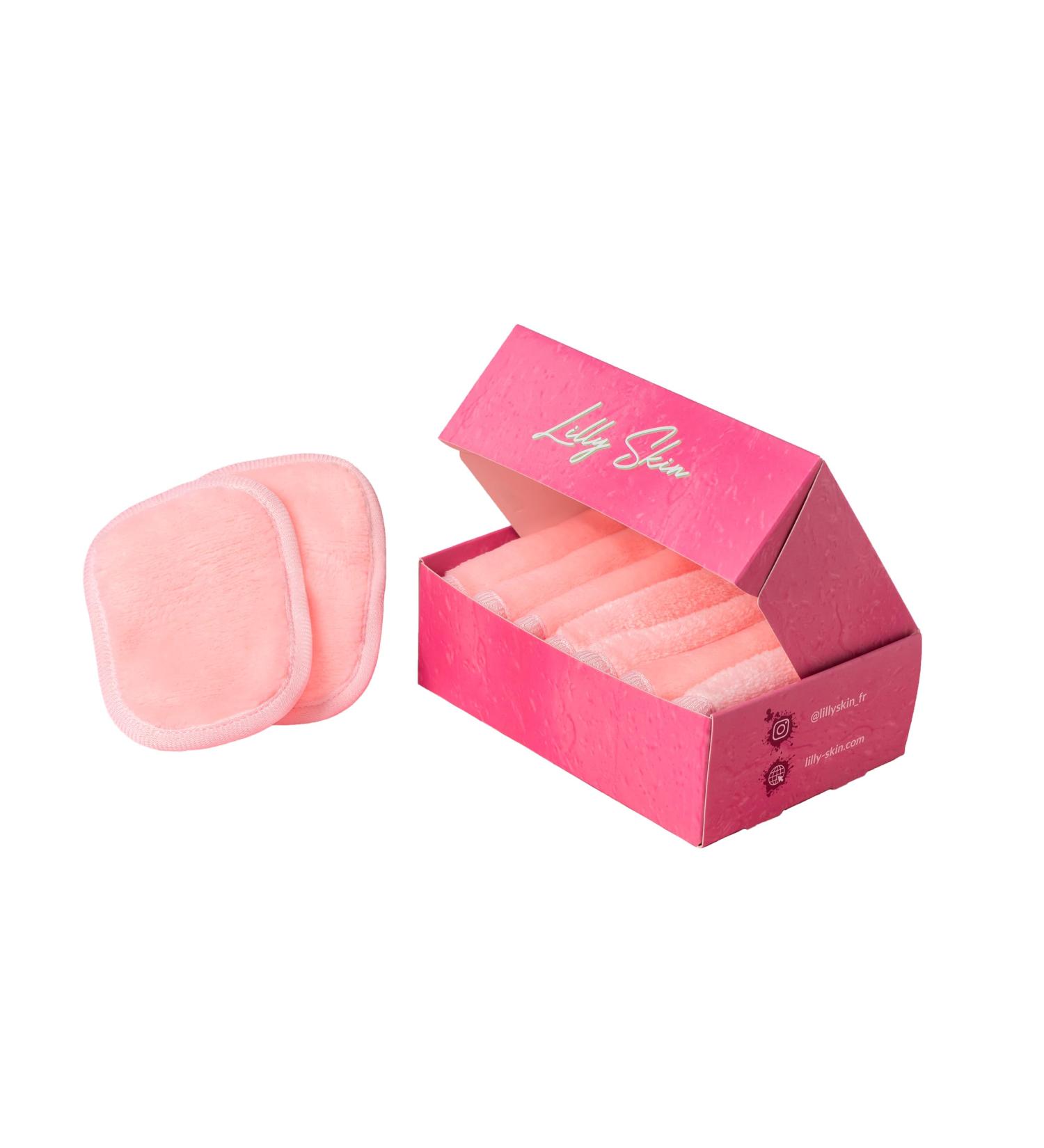 Washable & Reusable Makeup Removal Pads | Lilly Skin Microfiber Towels 7 Powder Pink Rectangular Pads for Gentle Facial Cleaning - Buy Online on GoSupps.com
