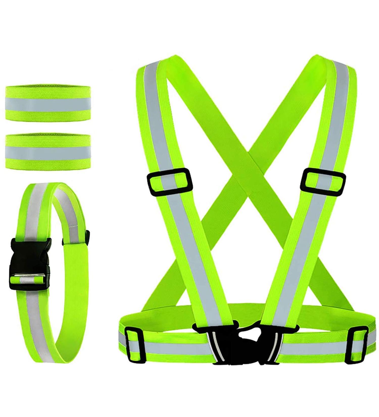 Reflective Vest with 2 Reflective Armbands - High Visibility Safety Gear for Running, Jogging, Cycling - Buy Online on GoSupps.com